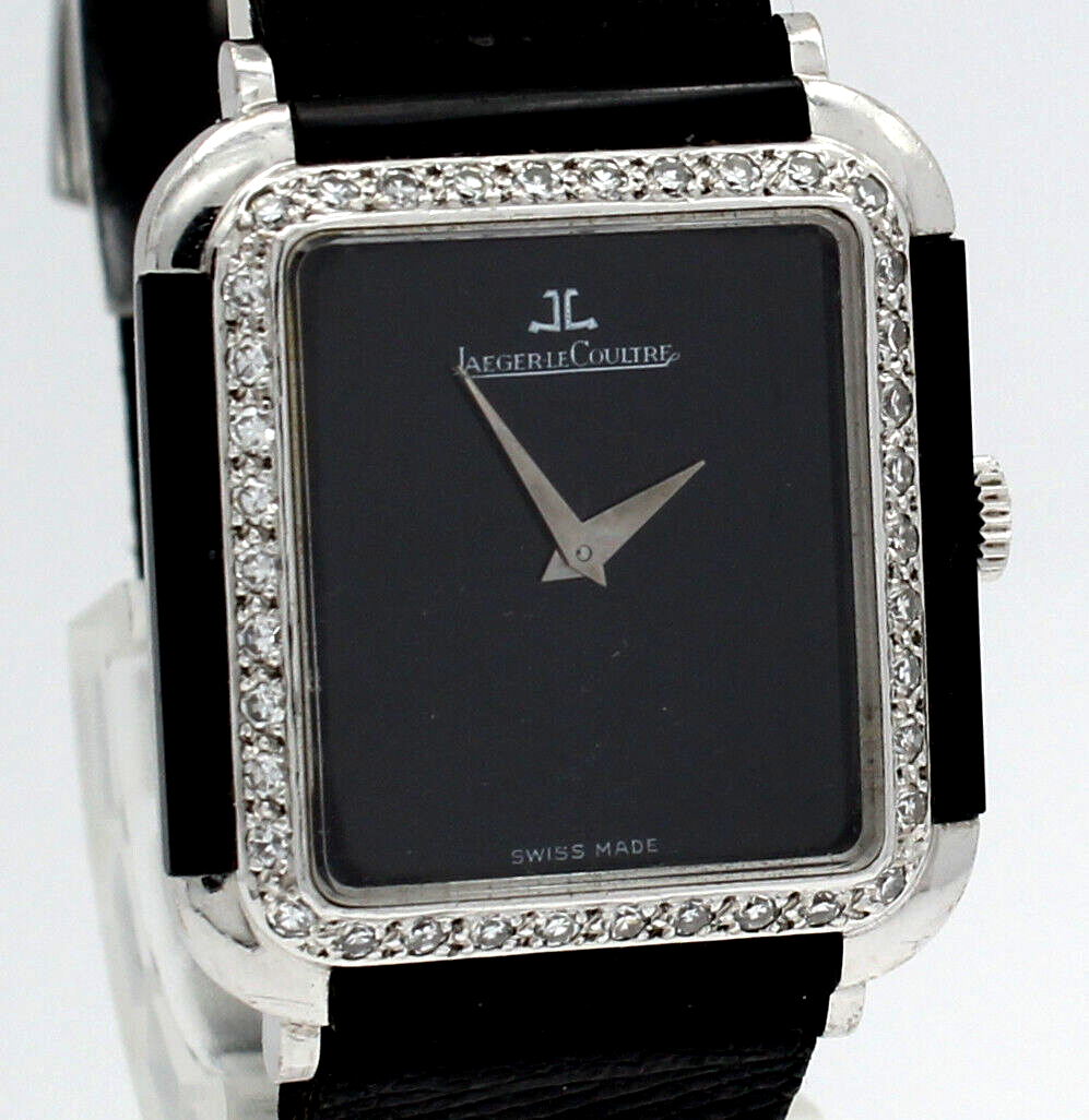 Jaeger-LeCoultre 18 White Gold Vintage Onyx Diamonds  Ladies Watch