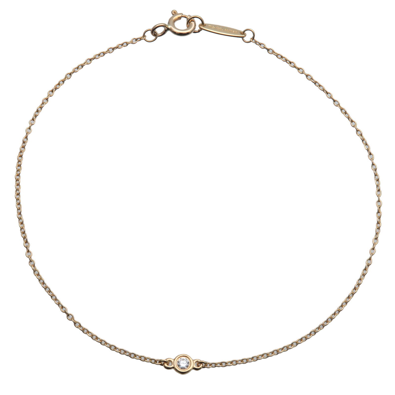 Tiffany  Co. By the Yard 1P Diamond Bracelet 0.05ct K18 Yellow Gold Used F/S