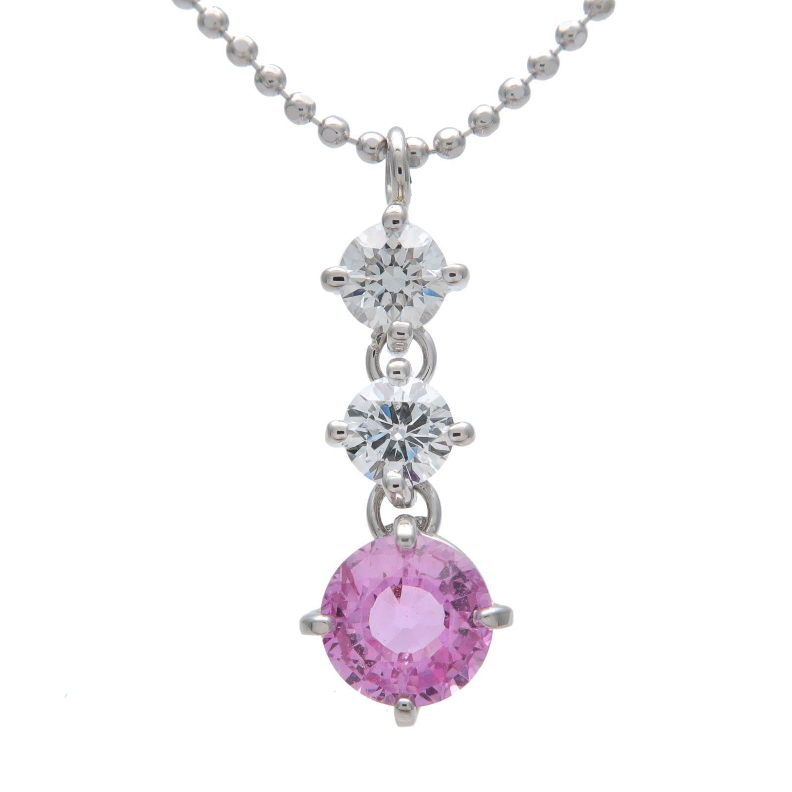 Pink Sapphire Diamond Necklace S0.638ct 0.30ct PT850 Platinum