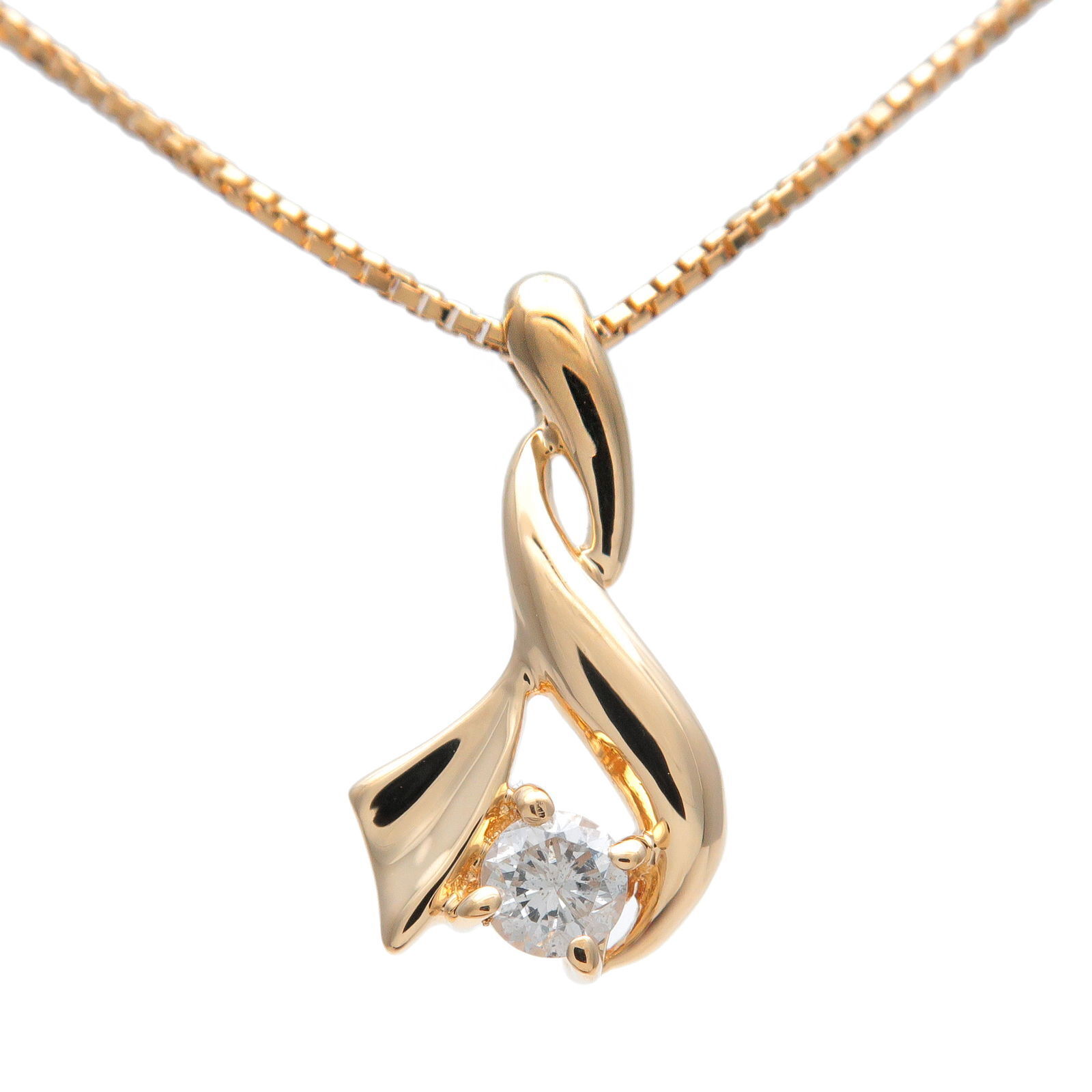 1P Diamond Necklace 0.12ct K18YG 750YG Yellow Gold
