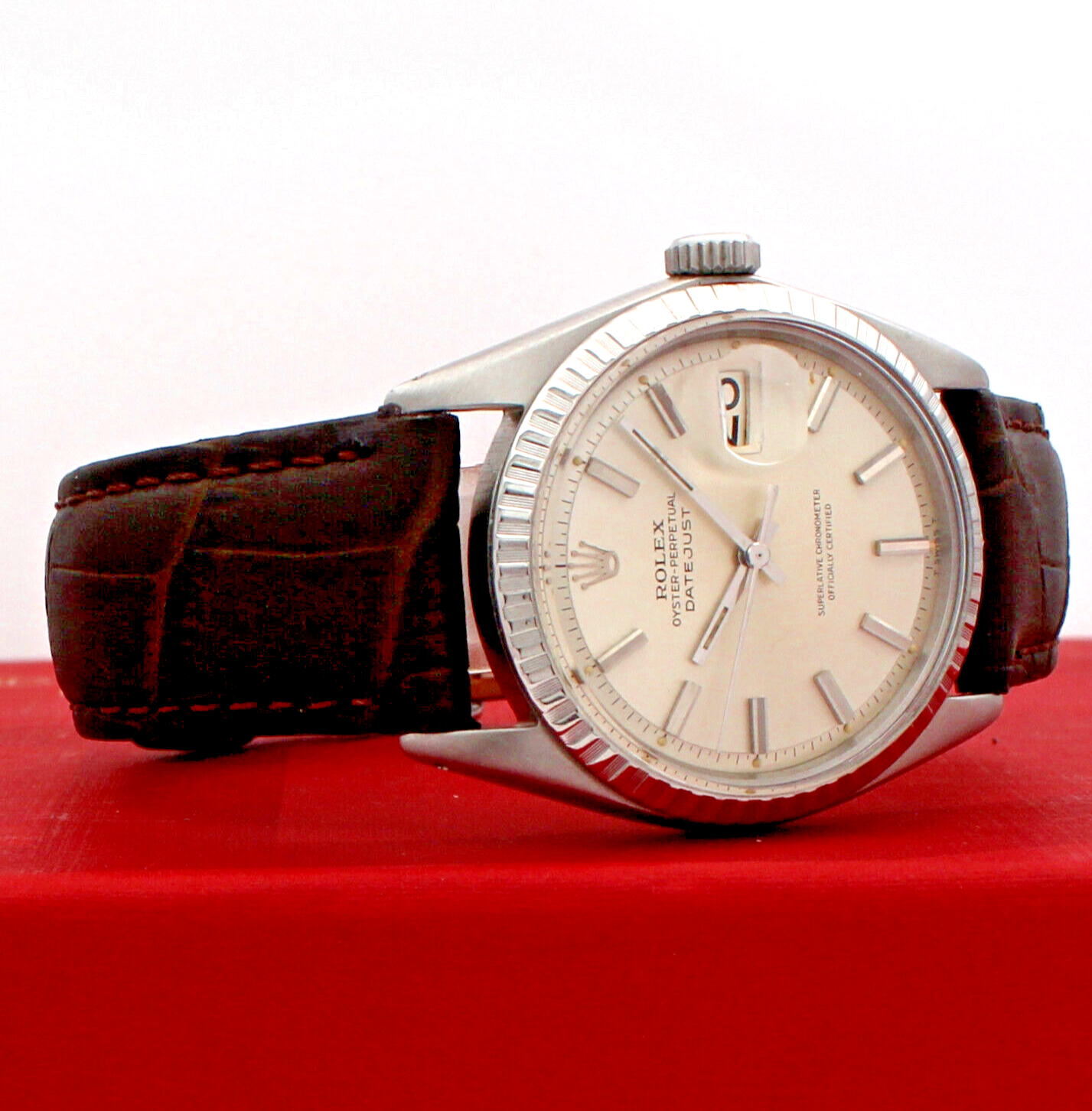 Mens Vintage ROLEX Oyster Perpetual Datejust 36mm Stainless Steel Silver Dial