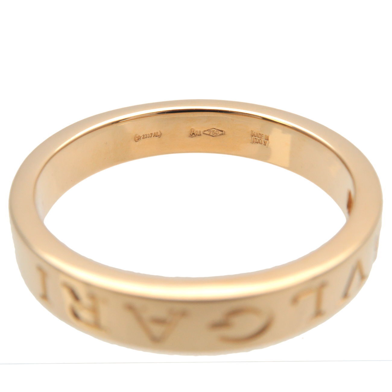 BVLGARI Double Logo Ring 1P Diamond K18YG Yellow Gold US10 EU62 Used F/S