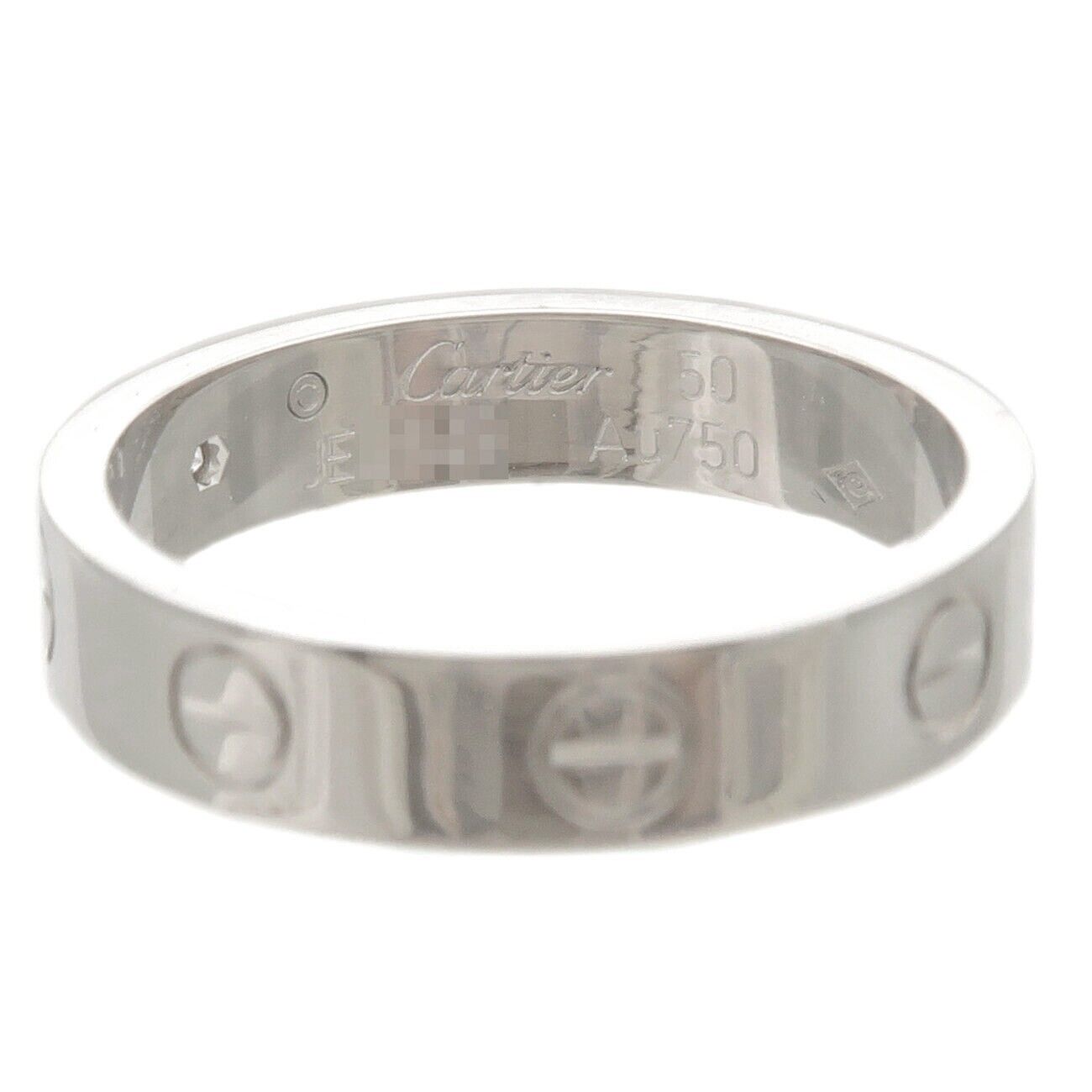 Cartier Mini Love Ring 1P Diamond K18WG 750WG White Gold #50 Used F/S
