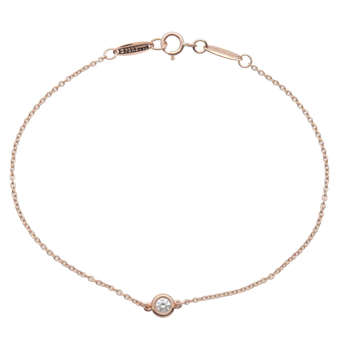 Tiffany  Co. By the Yard 1P Diamond Bracelet 0.07ct K18 Rose Gold Used F/S