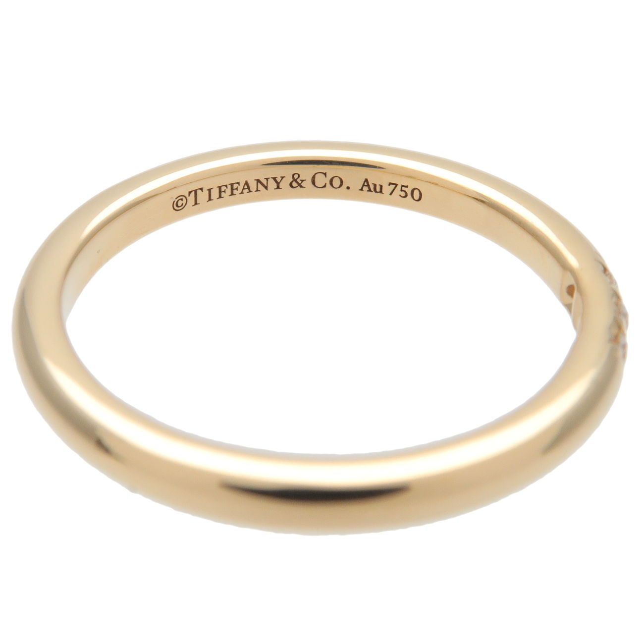 Tiffany  Co. Classic Band 3P Diamond Ring K18YG YellowGold US5 EU49 Used F/S
