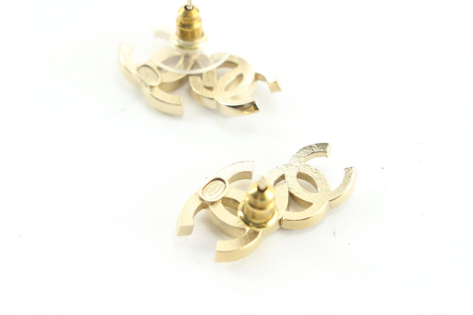 Auth Chanel Cc Logo Pierce Earrings #302820C39B Chanel 22B Double CC Logo Pierce Earrings Crystal Black Gold  main image 3