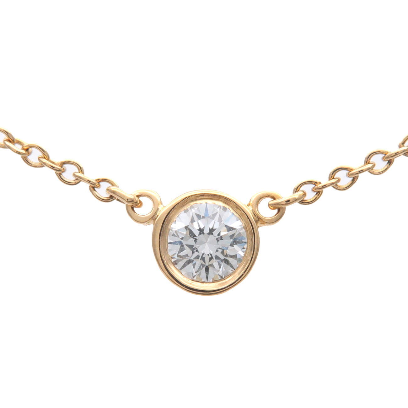 TiffanyCo. By the Yard 1P Diamond Necklace 0.14ct K18 Yellow Gold
