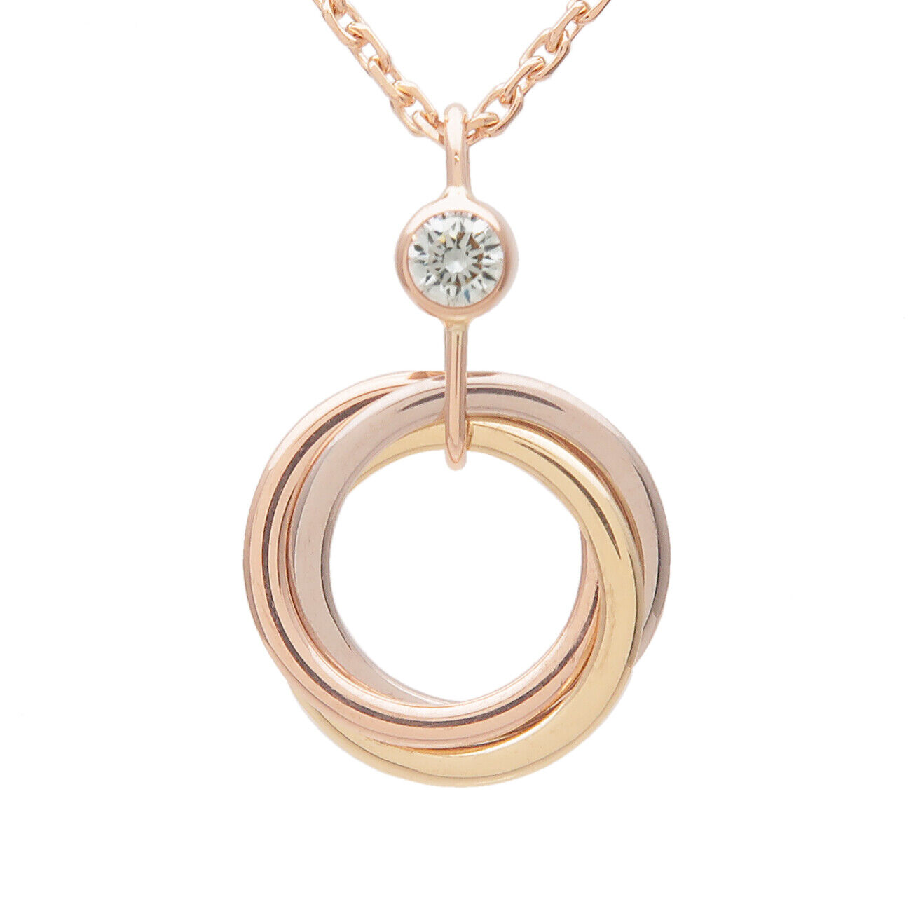 Cartier Baby Trinity 1P Diamond Necklace K18 750YG/WG/PG