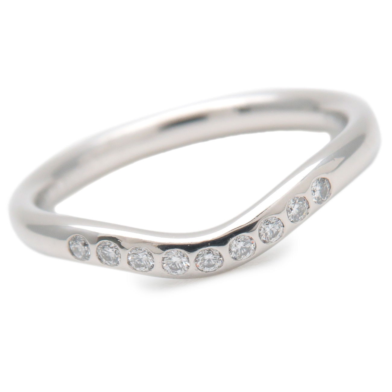 TiffanyCo. Curved Band Ring 9P Diamond