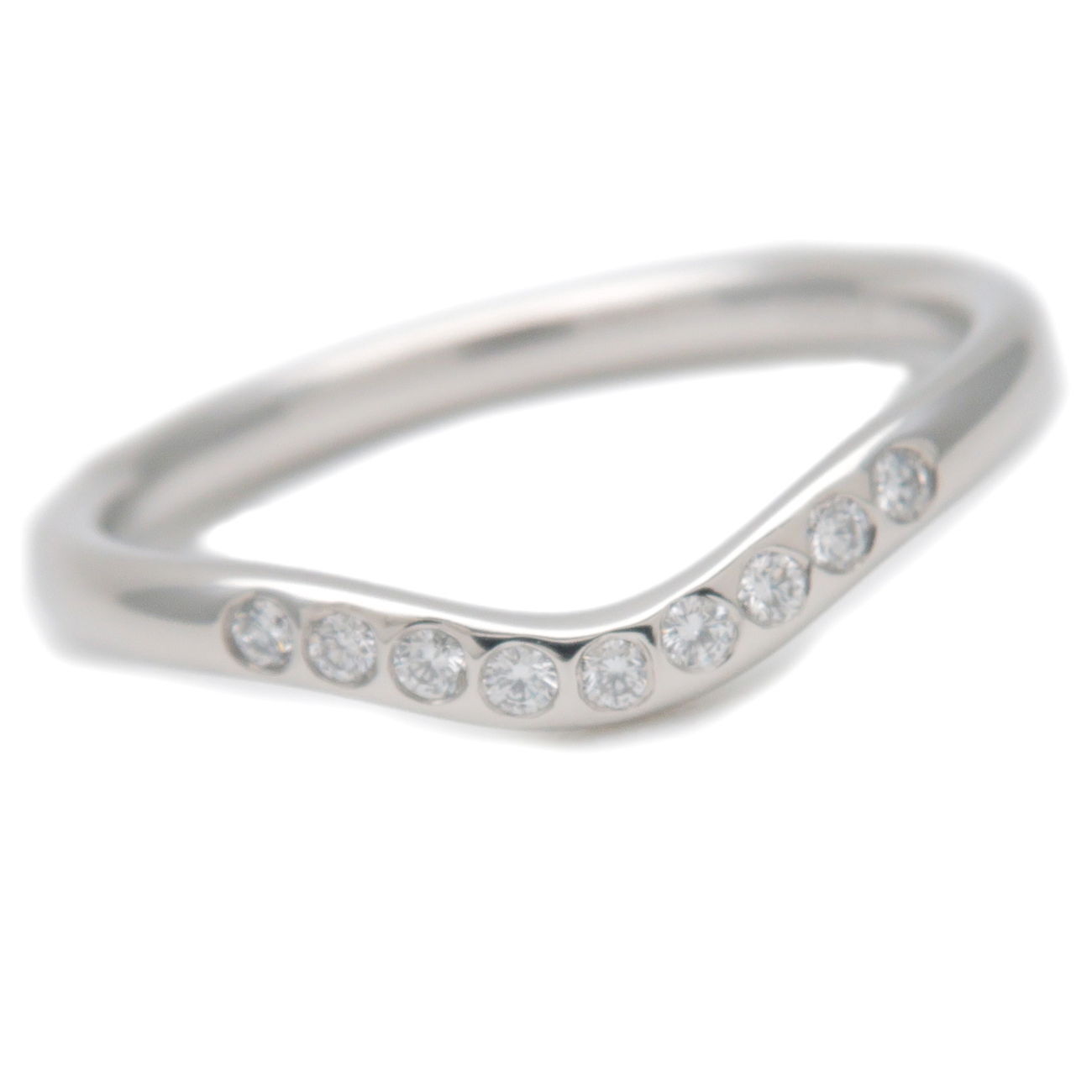 TiffanyCo. Curved Band Ring 9P Diamond