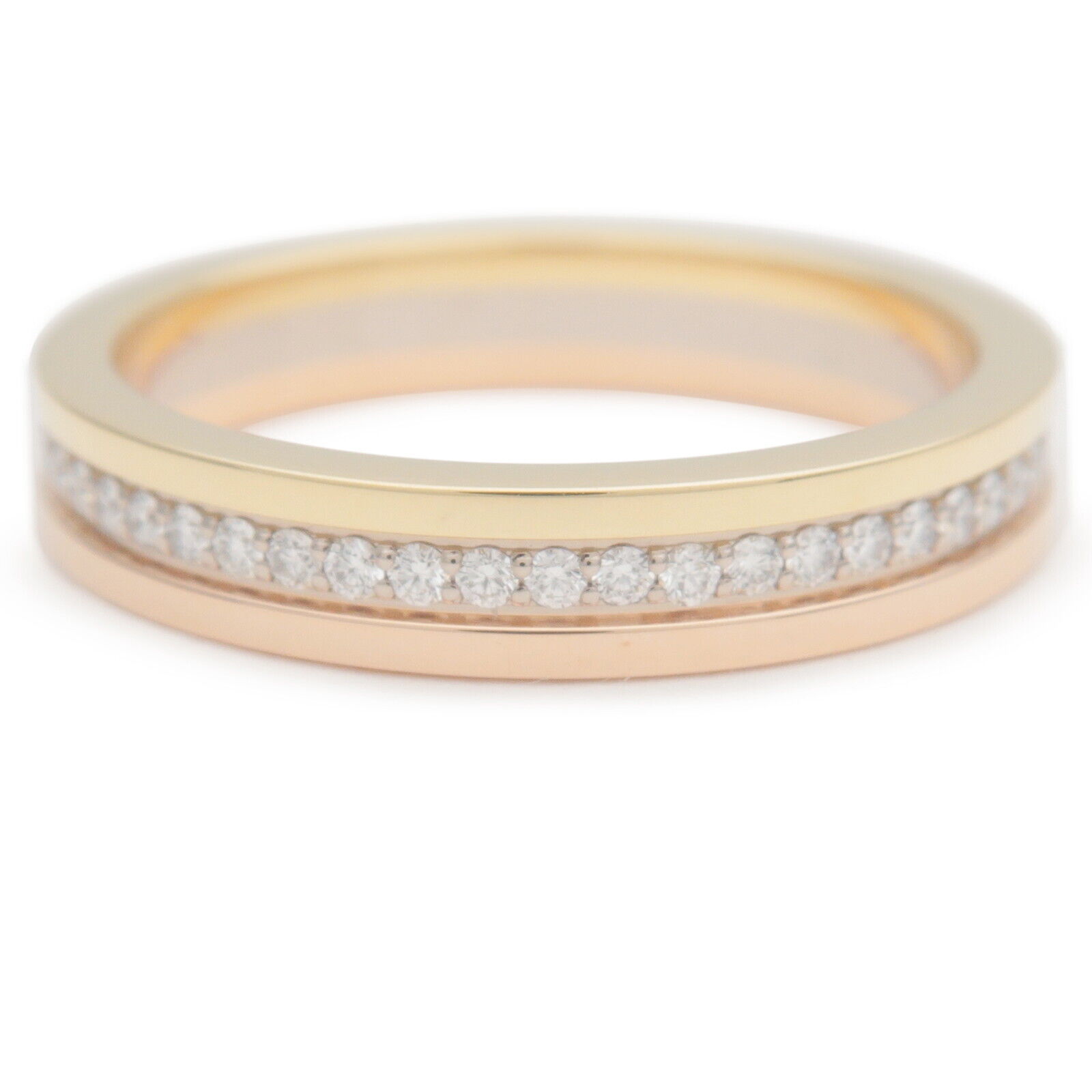 Cartier Three Color Ring Full Diamonds K18 YG/WG/PG