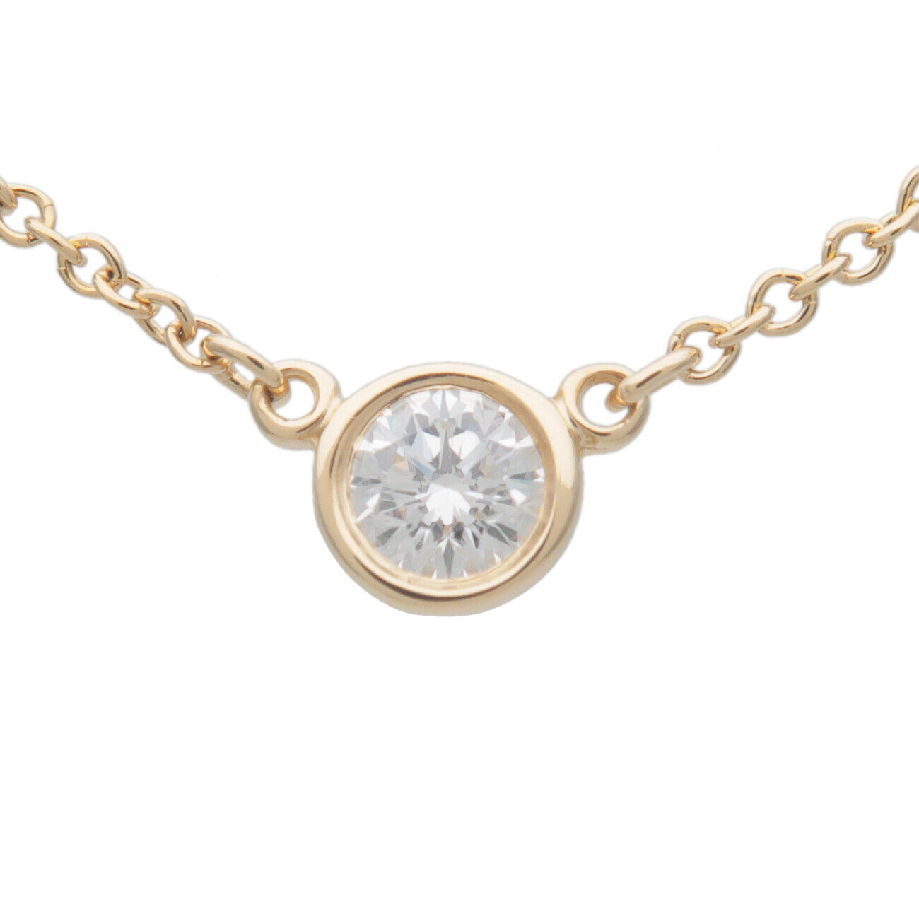 TiffanyCo. By the Yard 1P Diamond Necklace 0.14ct K18 Yellow Gold
