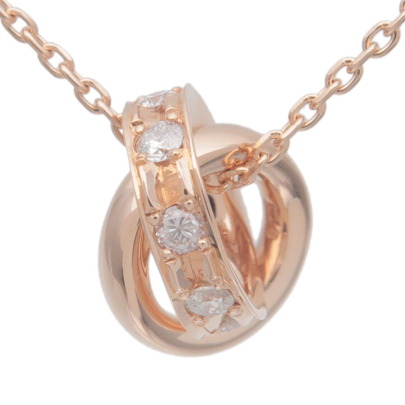 4℃ Circle Charm Diamond Necklace K18PG 750PG Rose Gold