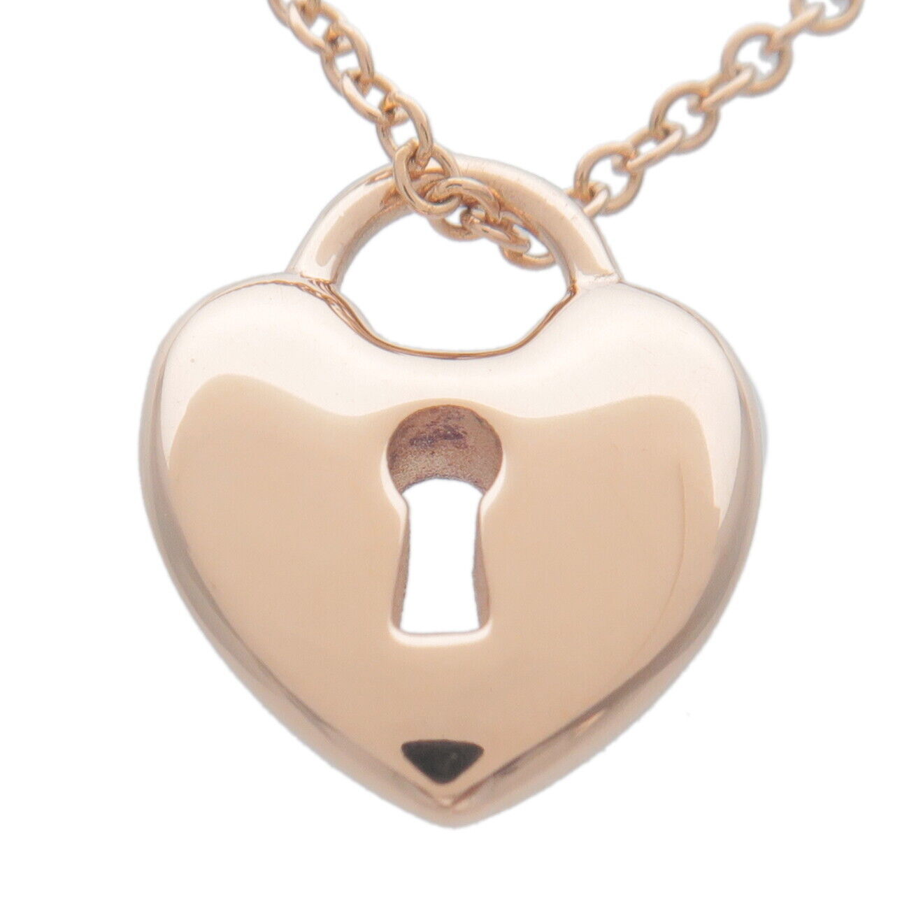 TiffanyCo. Heart Lock Mini Necklace K18PG 750PG Rose Gold