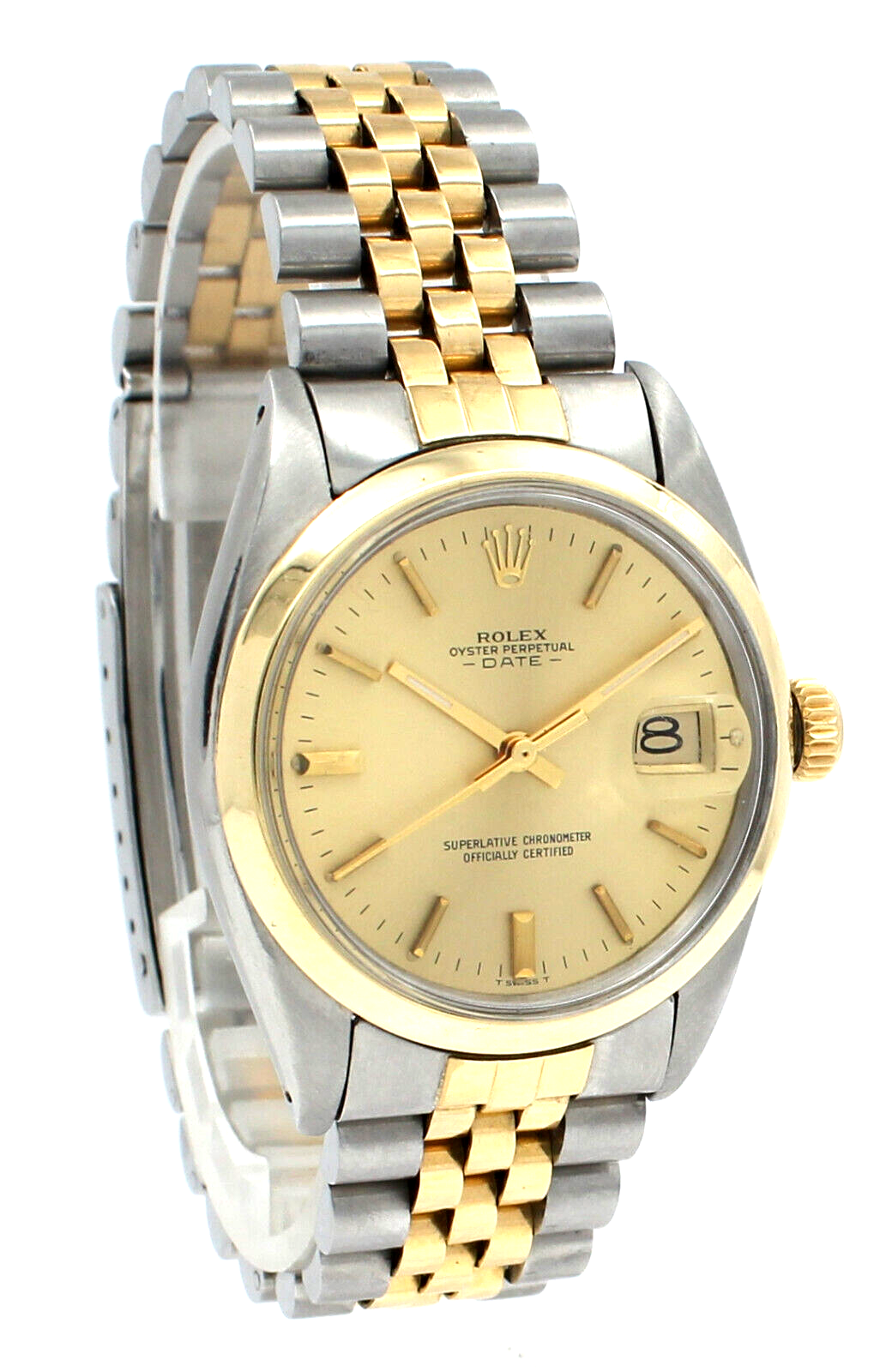 Mens Rolex Oyster Perpetual Date Two-Tone Stainless Steel 18k Yellow Gold  34mm