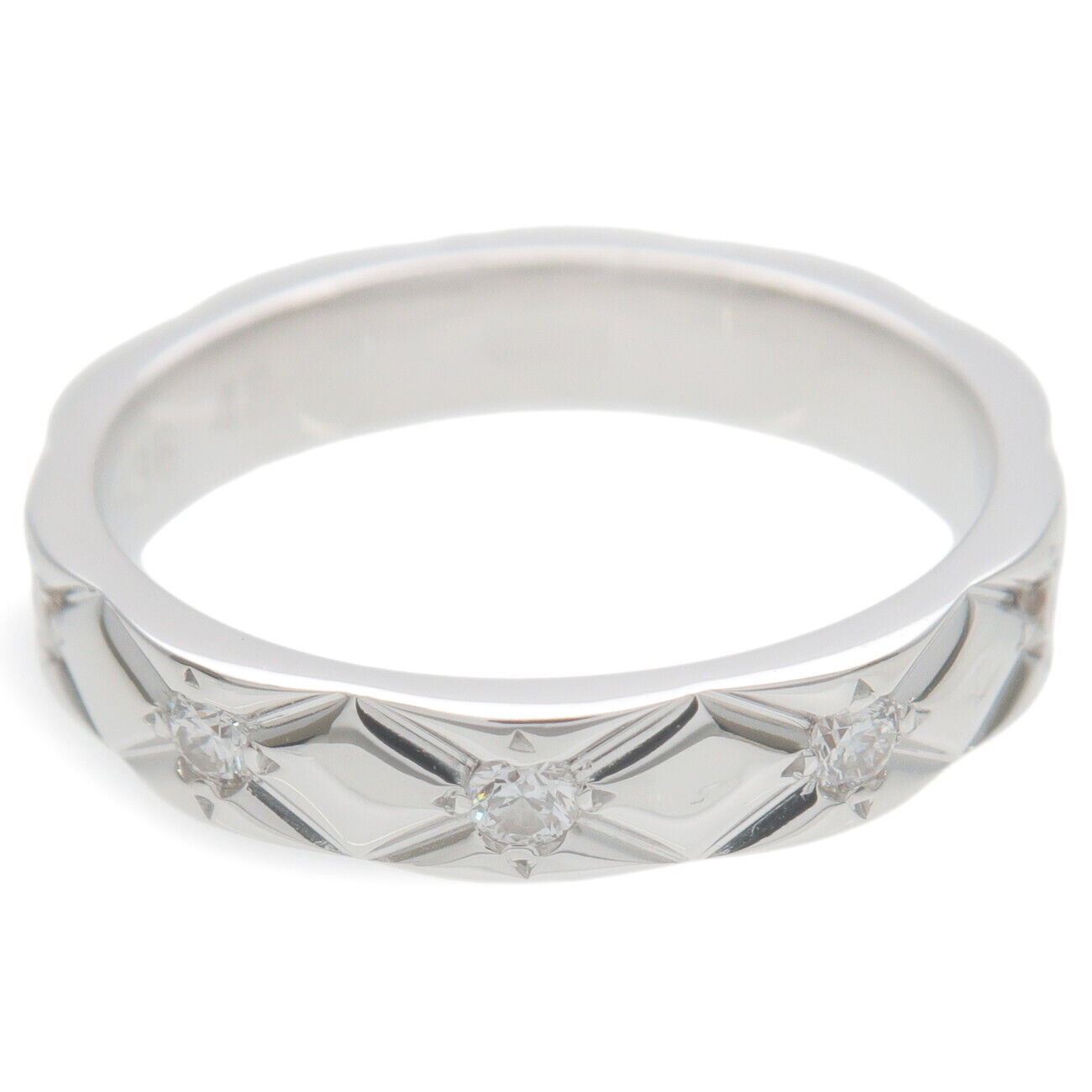 CHANEL Matelasse 10P Diamond Ring PT950 Platinum