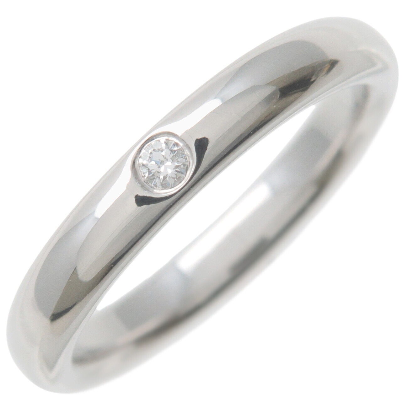 Tiffany&Co. Stacking Band Ring 1P Diamond PT950 Platinum