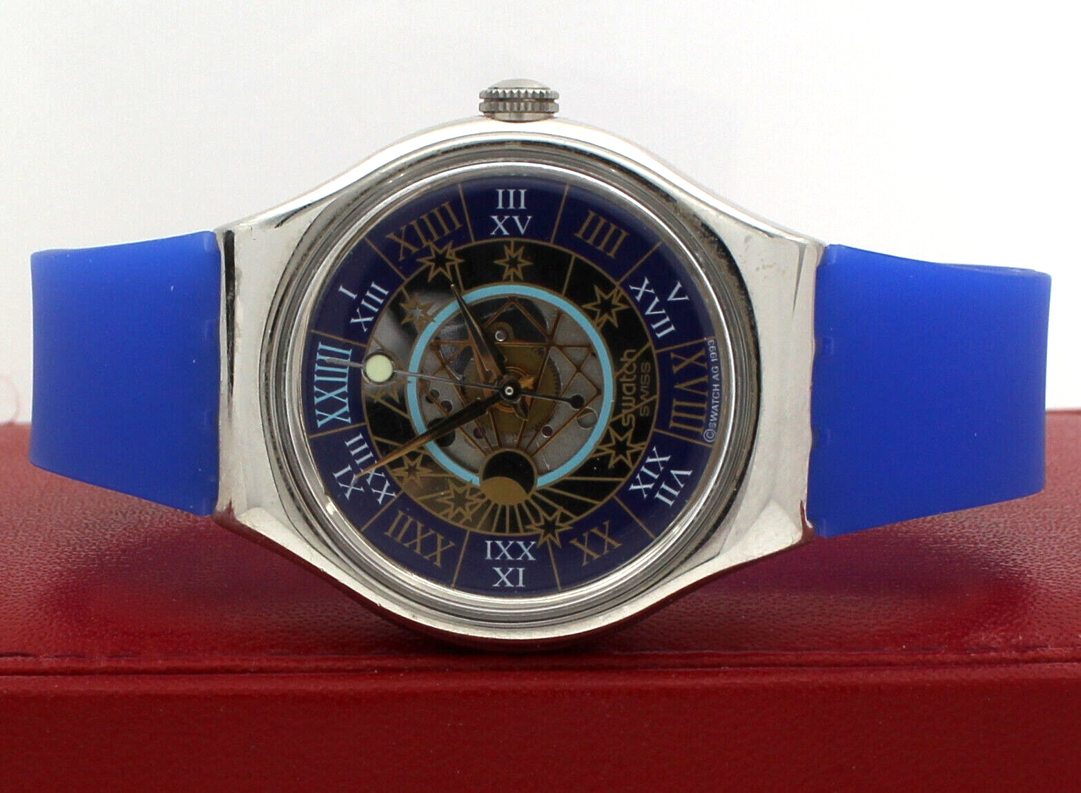 Swatch Tresor Magique Platinum Automatic Blue Silver 36mm Mens Watch