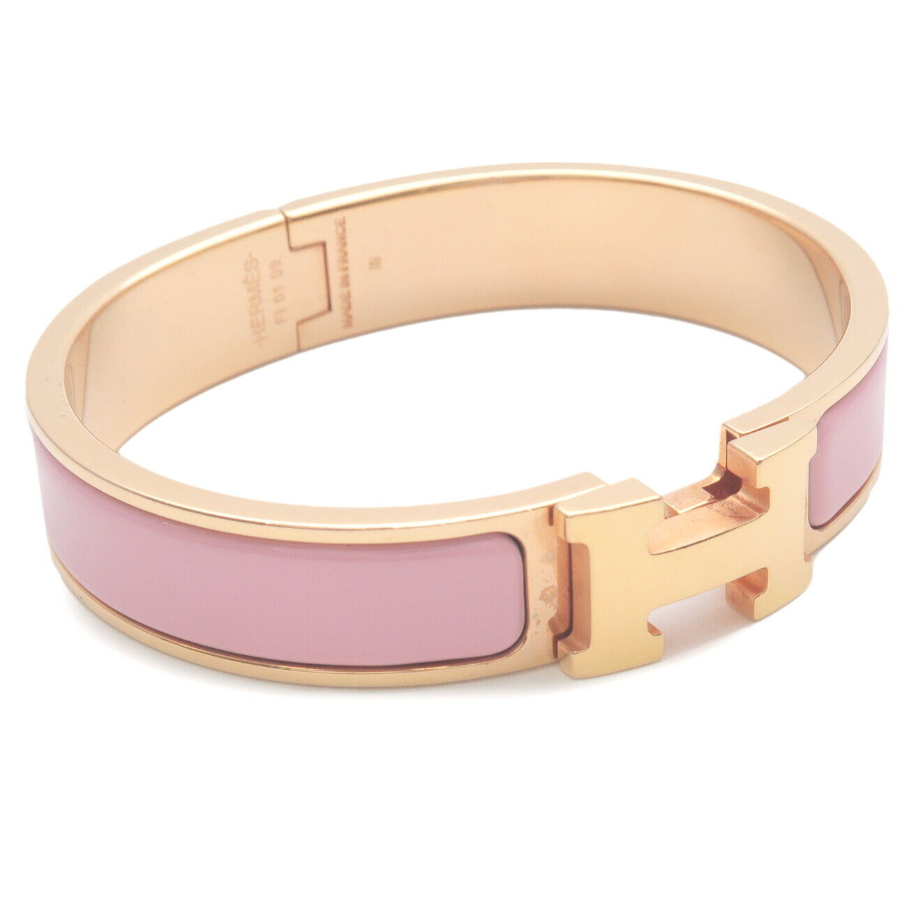 Authentic HERMES Clic Clac PM H Logo Bangle Bracelet Yellow Gold