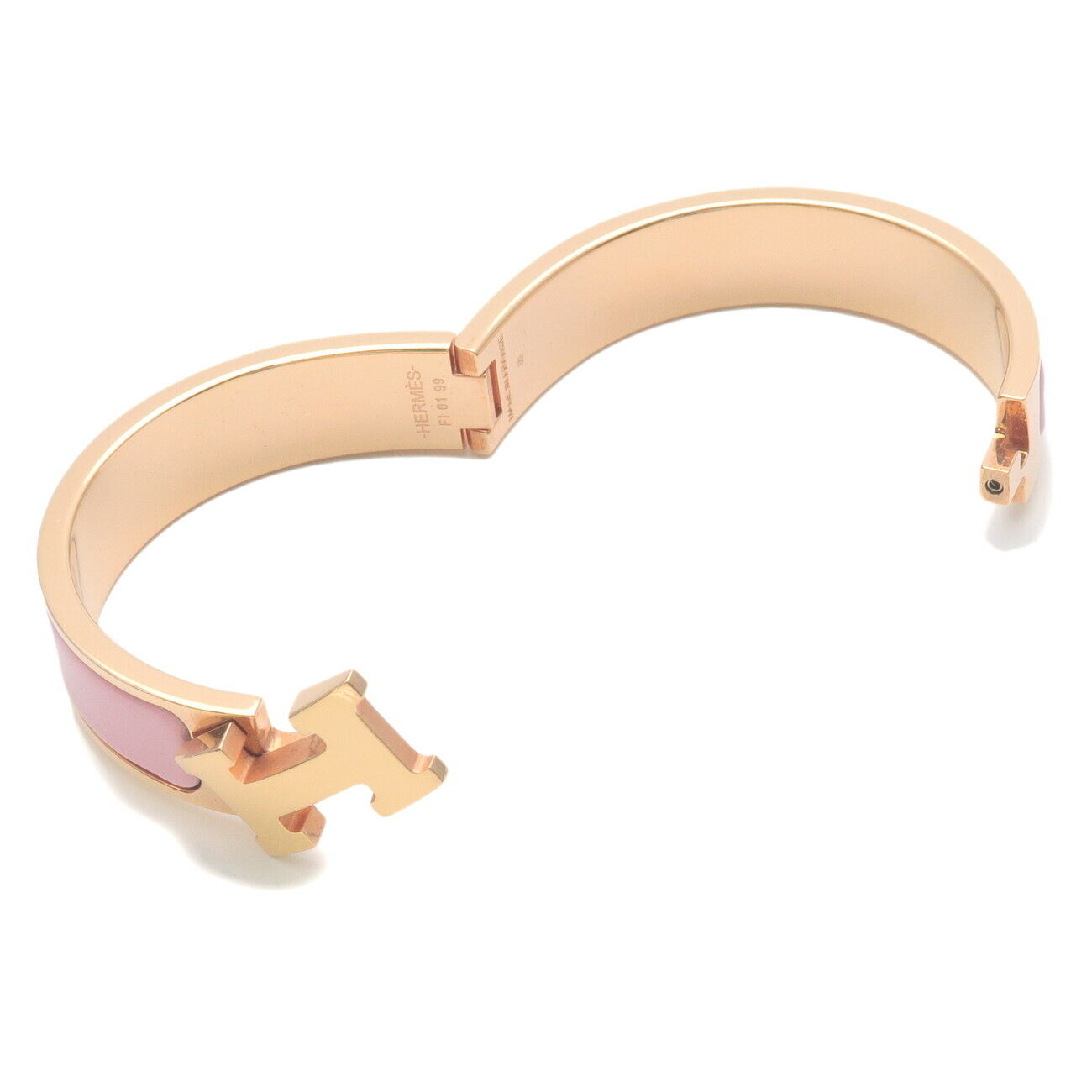 Authentic HERMES Clic Clac PM H Logo Bangle Bracelet Yellow Gold