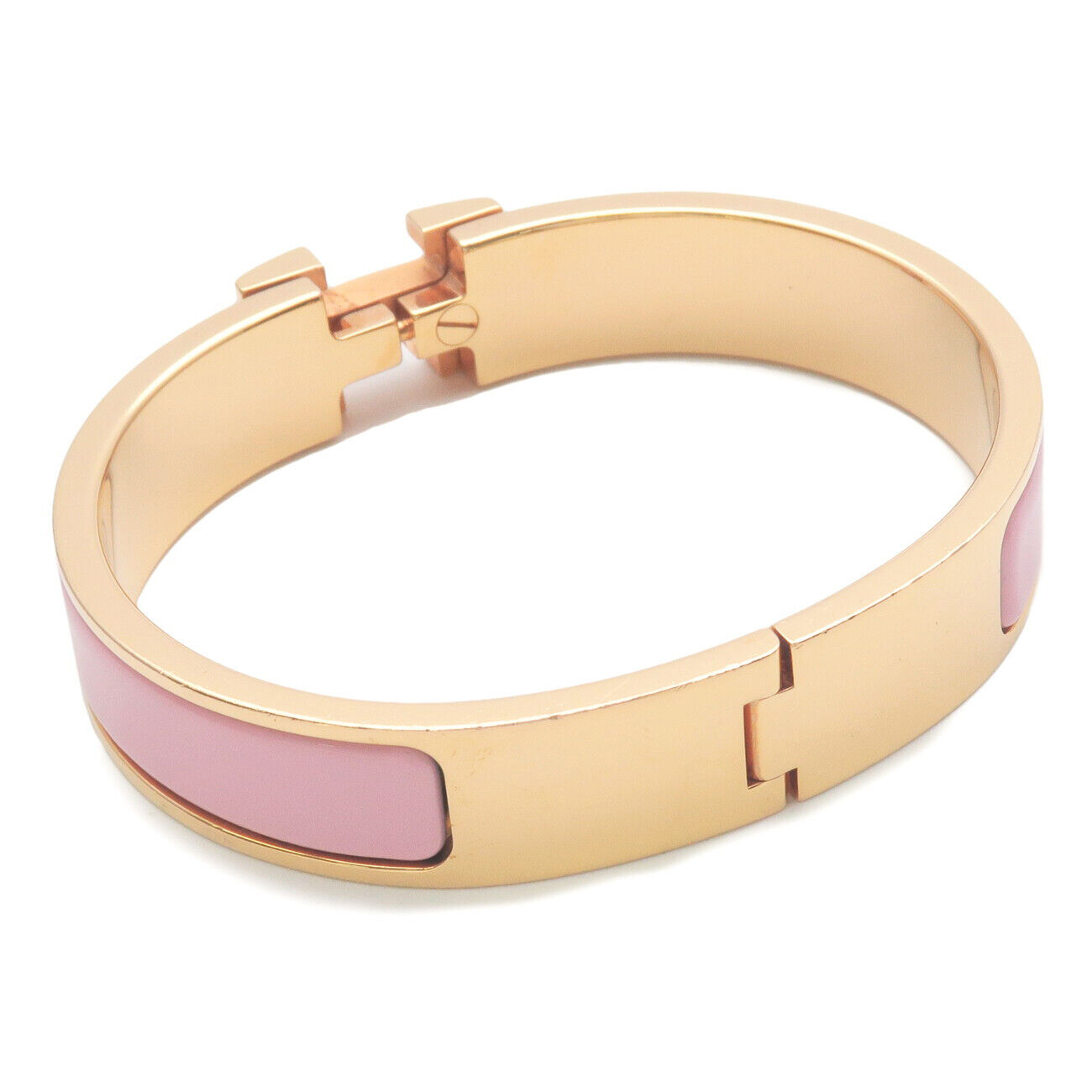 Authentic HERMES Clic Clac PM H Logo Bangle Bracelet Yellow Gold