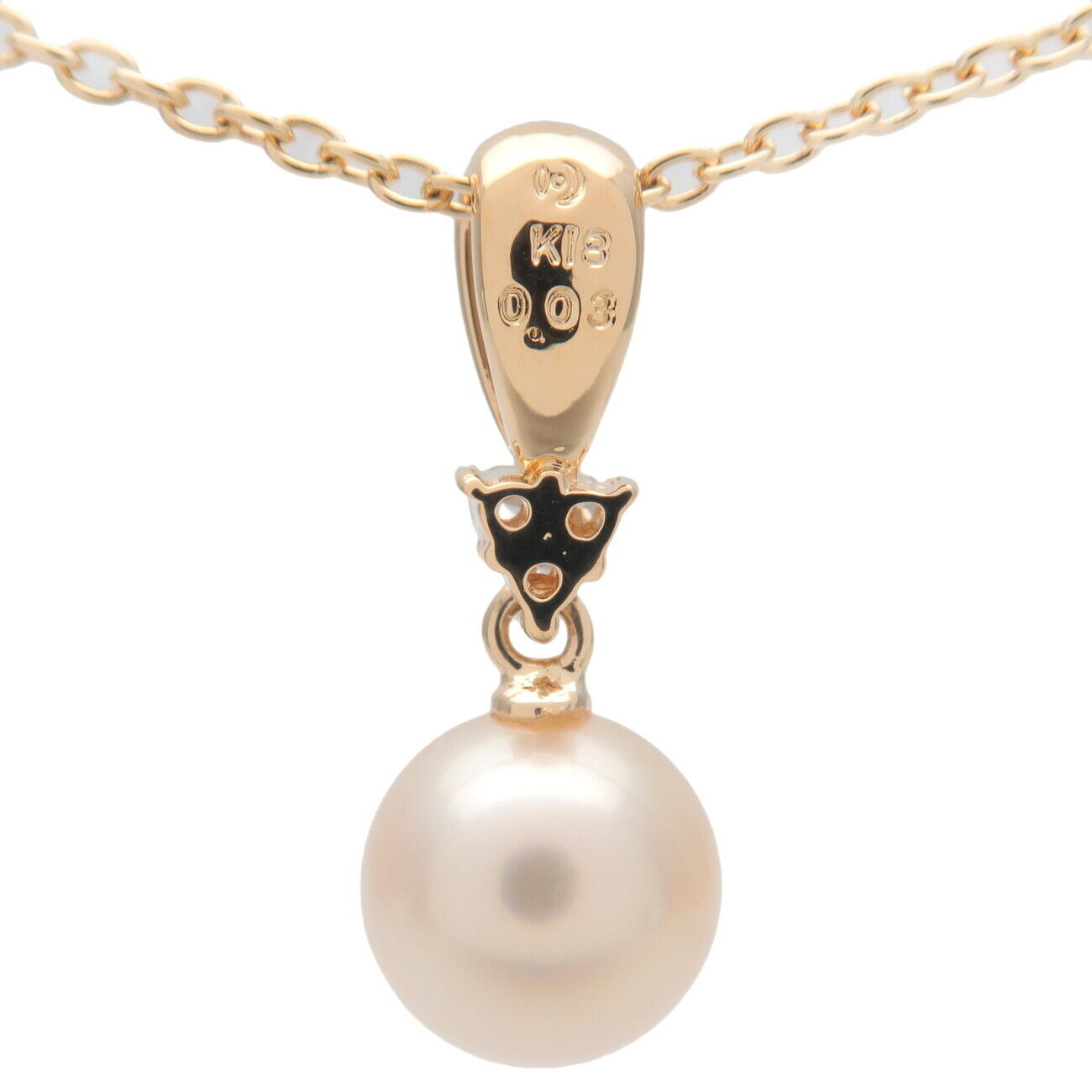 Authentic TASAKI Pearl Diamond Necklace 0.03ct K18YG Yellow Gold