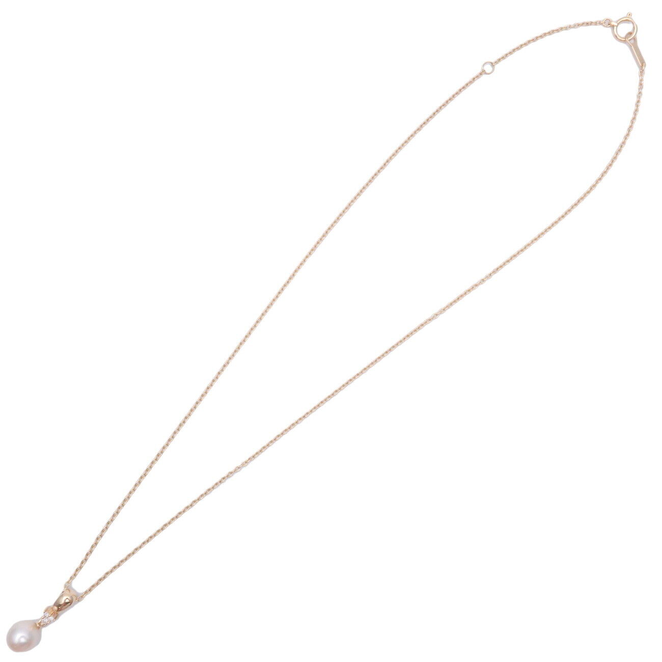 Authentic TASAKI Pearl Diamond Necklace 0.03ct K18YG Yellow Gold