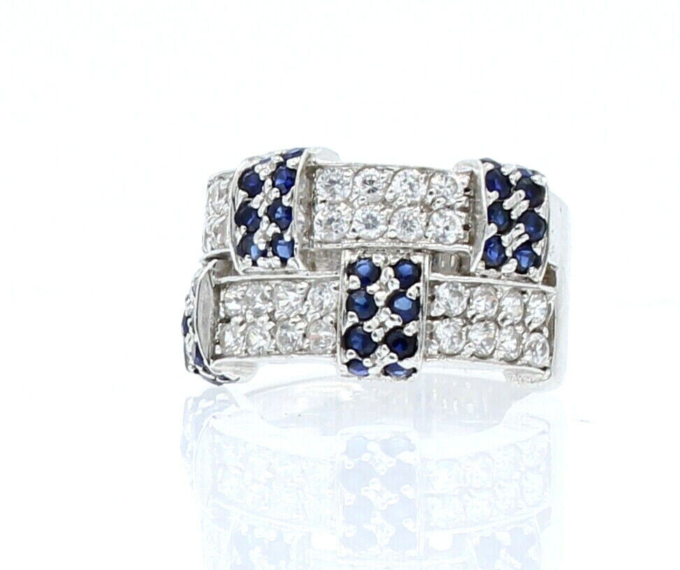 14K WHITE GOLD LADIES CZ BLUE STONE RING SIZE 6.75