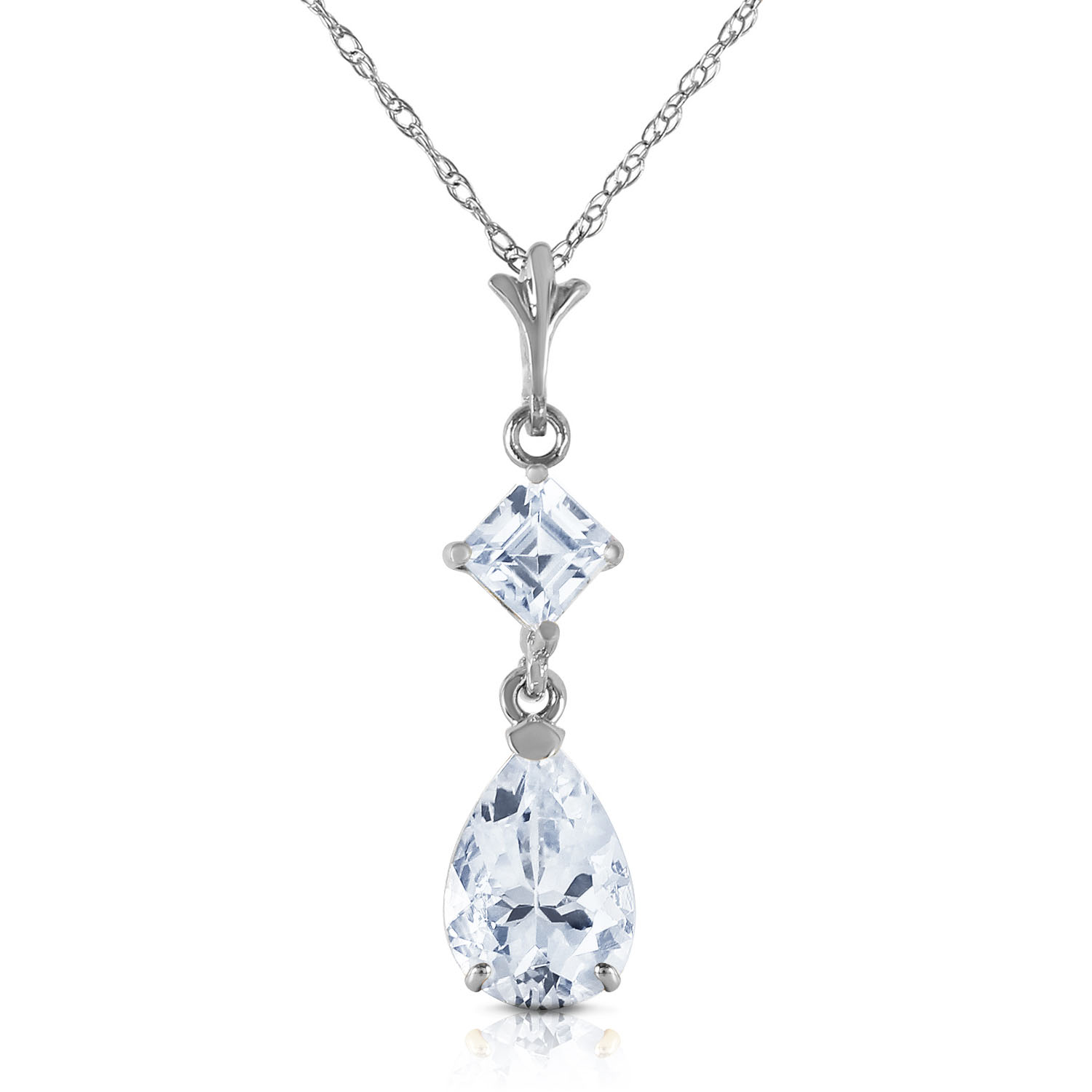 2 CTW 14K Solid White Gold Naturalme Of The Game Aquamarine Necklace