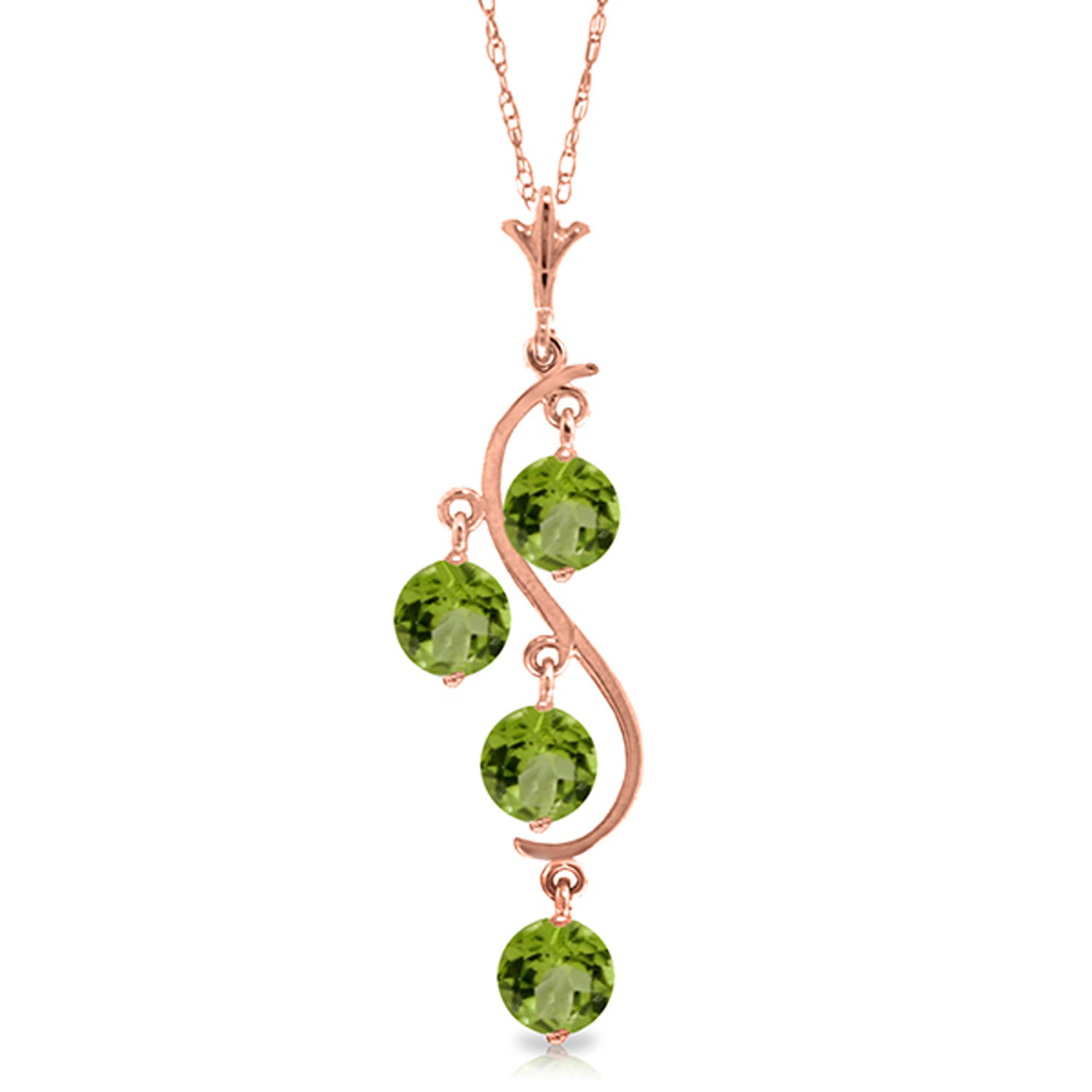 2.25 CTW 14K Solid Rose Gold Grape Peridot Necklace