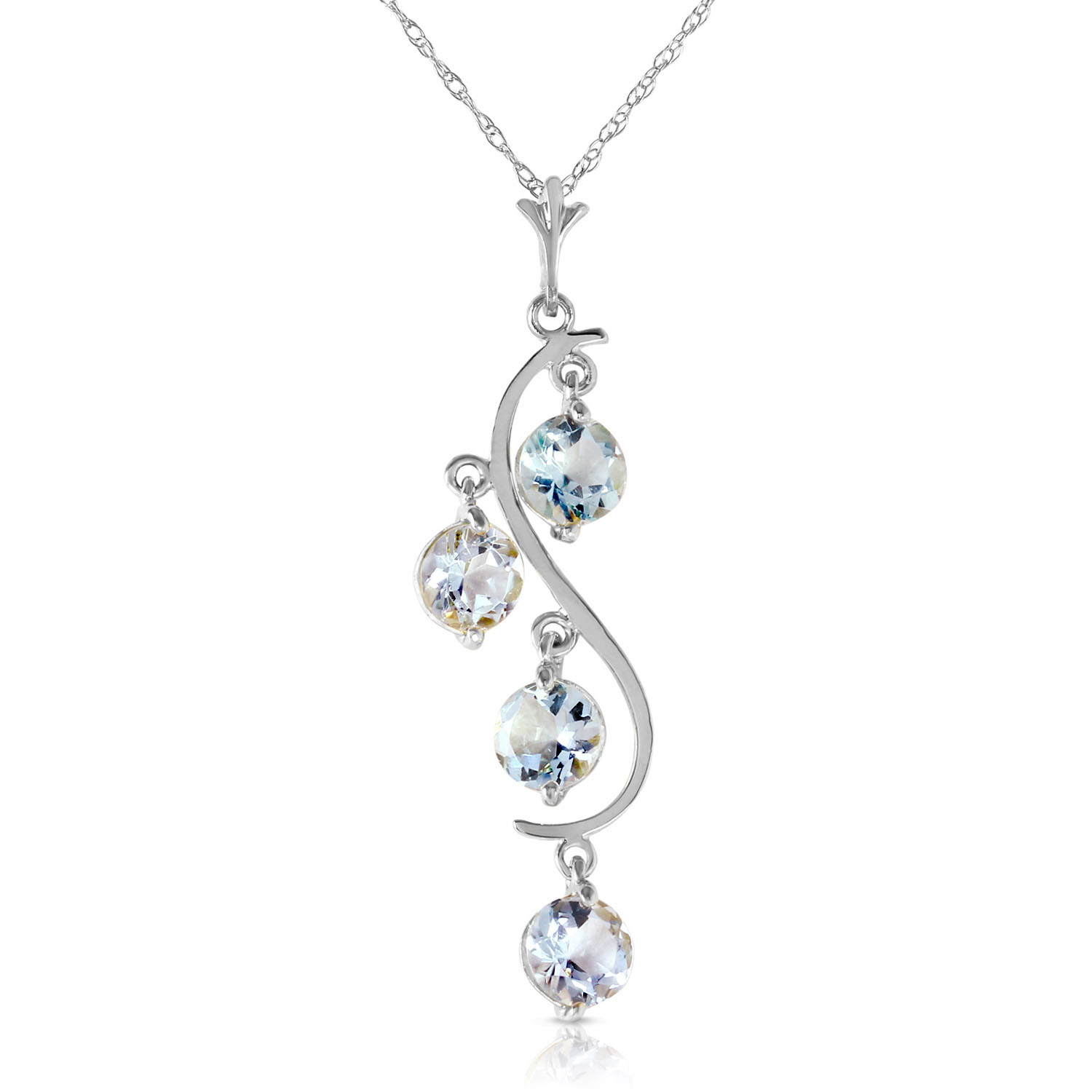2.25 CTW 14K Solid White Gold Game Changer Aquamarine Necklace