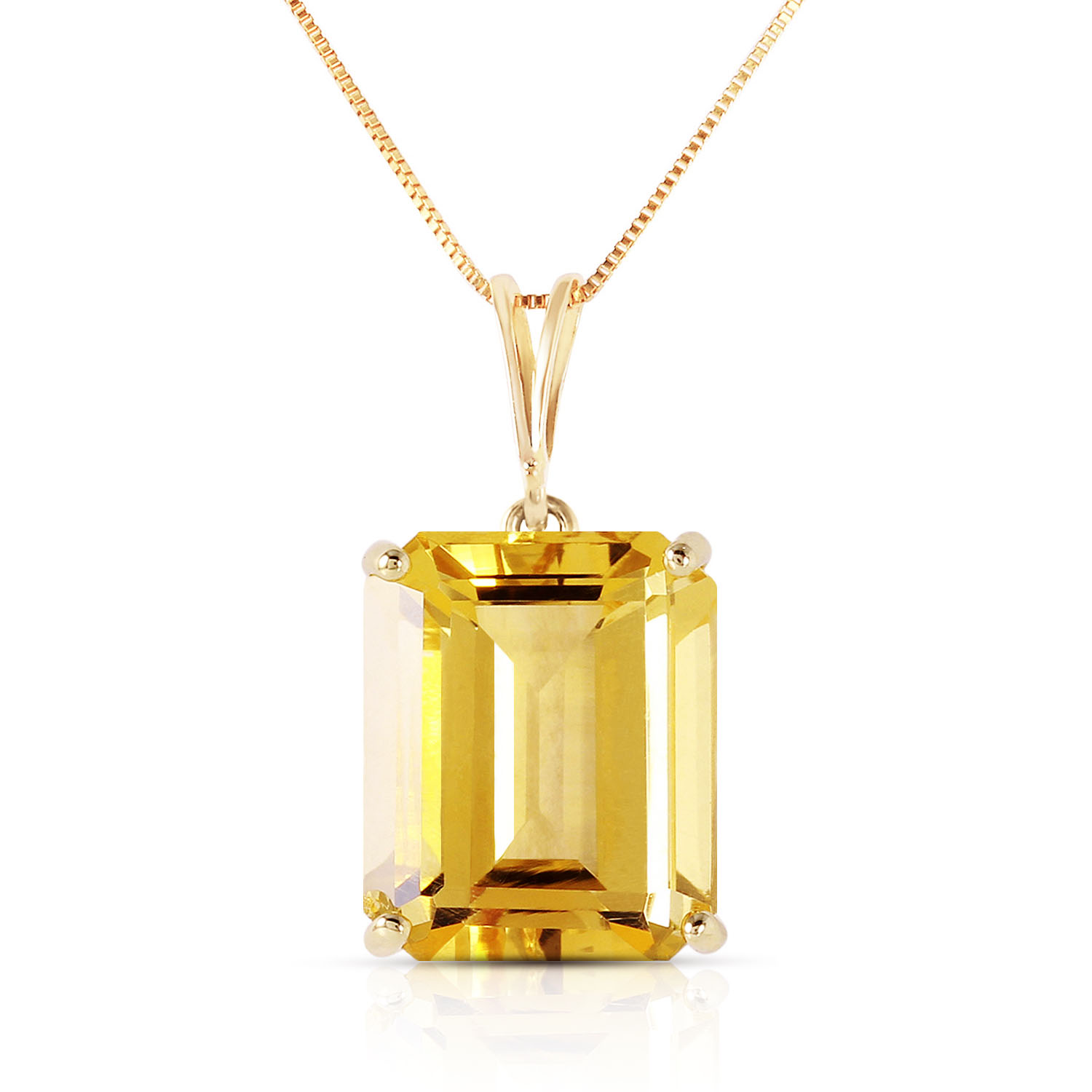 6.5 CTW 14K Solid Gold Necklace Octagon Citrine