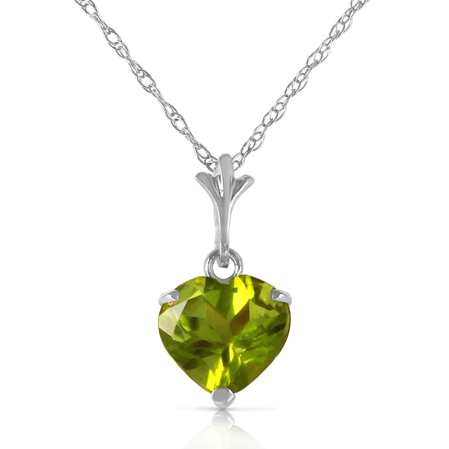 1.15 CTW 14K Solid White Gold Warmer Climate Peridot Necklace