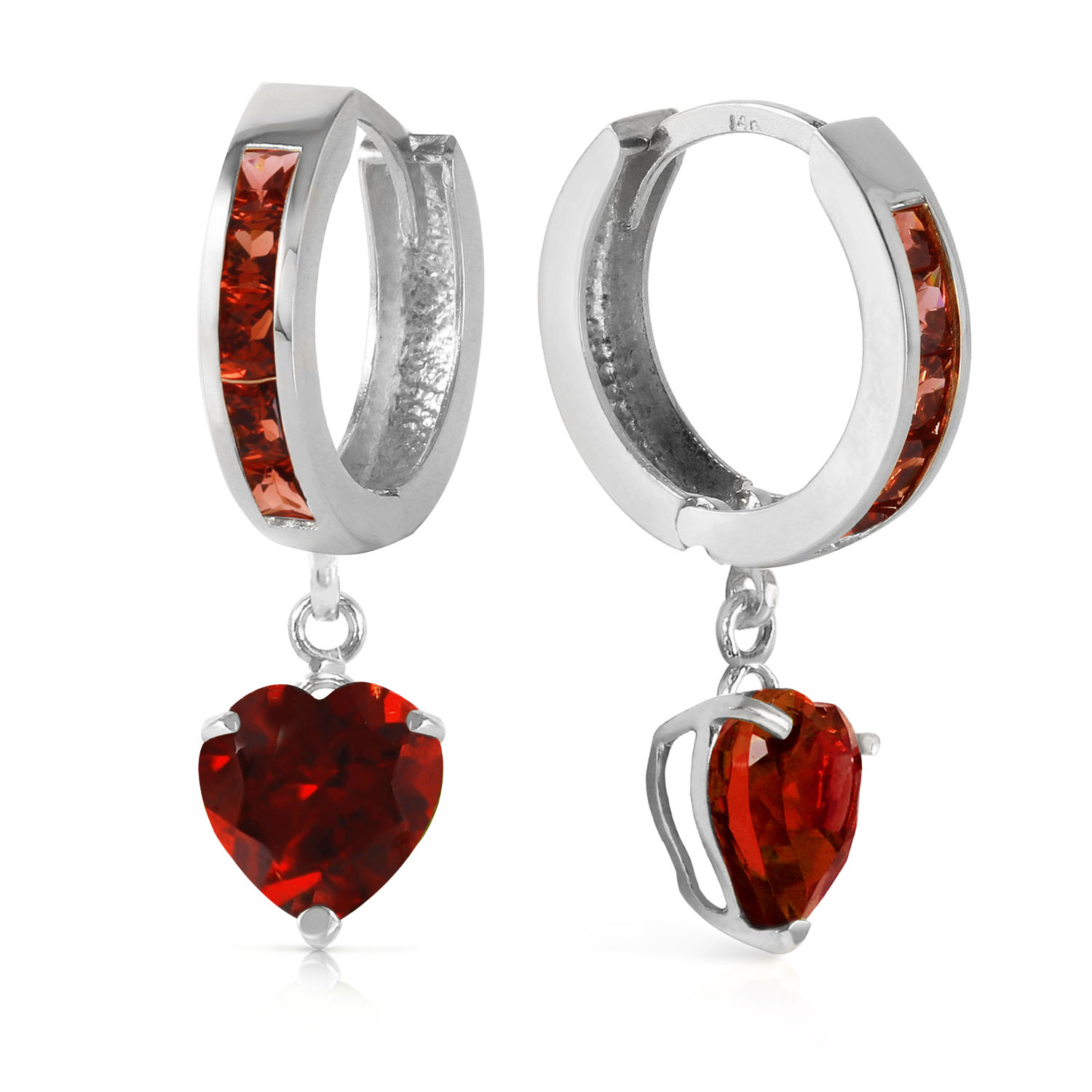 4.1 CTW 14K Solid White Gold How Sweet The Night Garnet Earrings