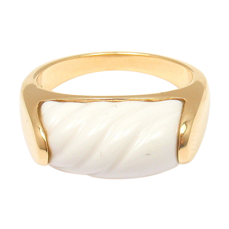 Bulgari 18K Yellow Gold White Ceramic Ring