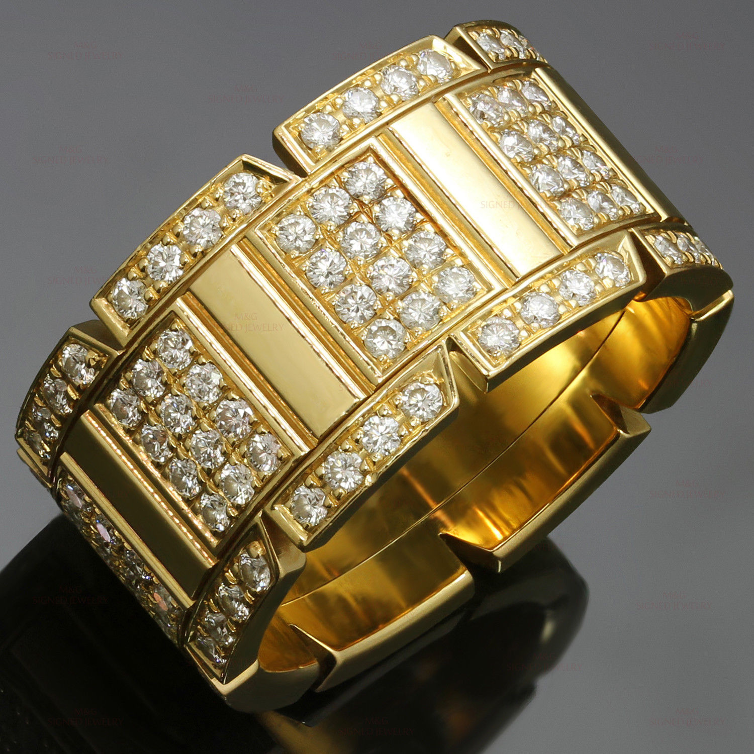 CARTIER Tank Francaise Diamond 18k Yellow Gold Large Band  display picture 3