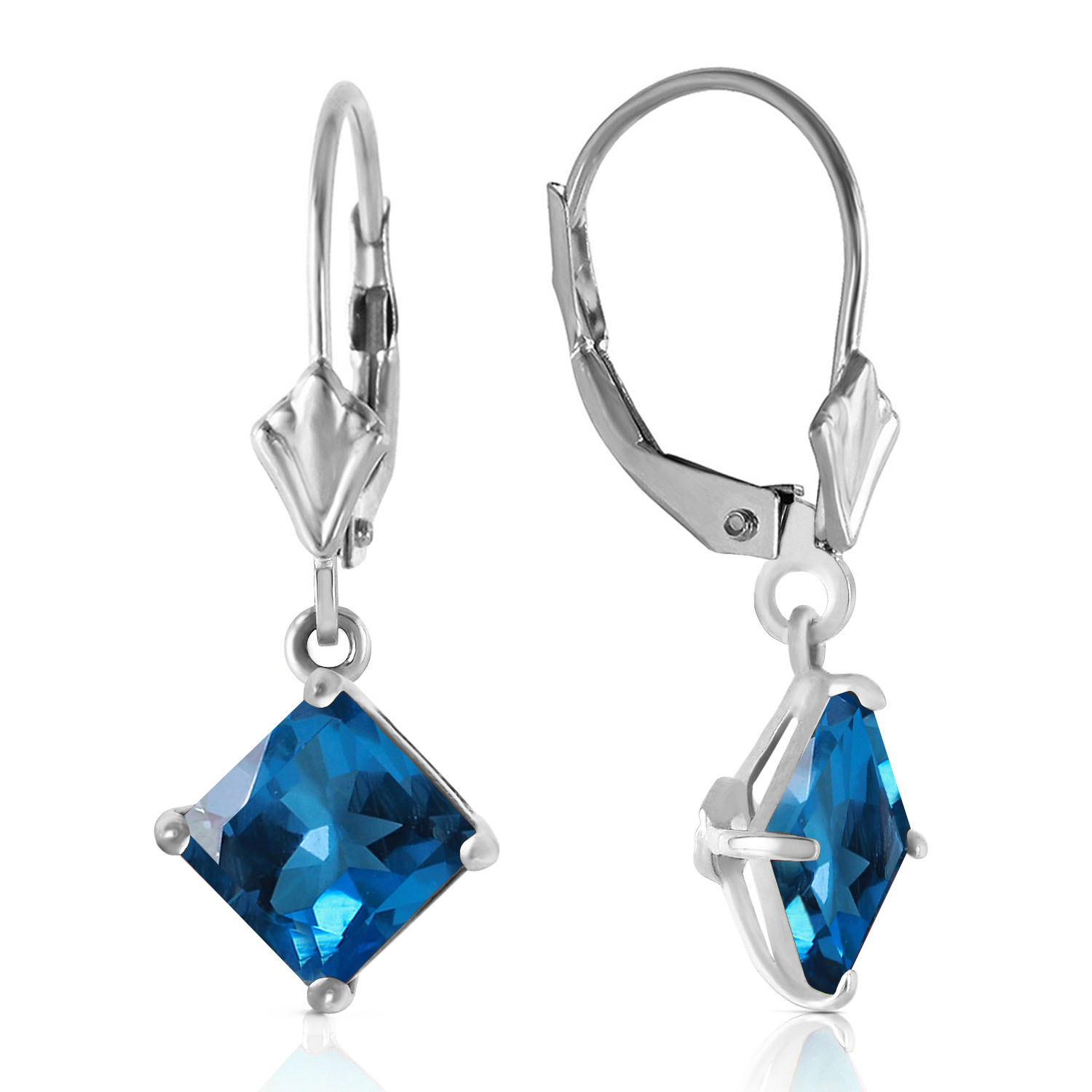 3.2 CTW 14K Solid White Gold Victoire Blue Topaz Earrings