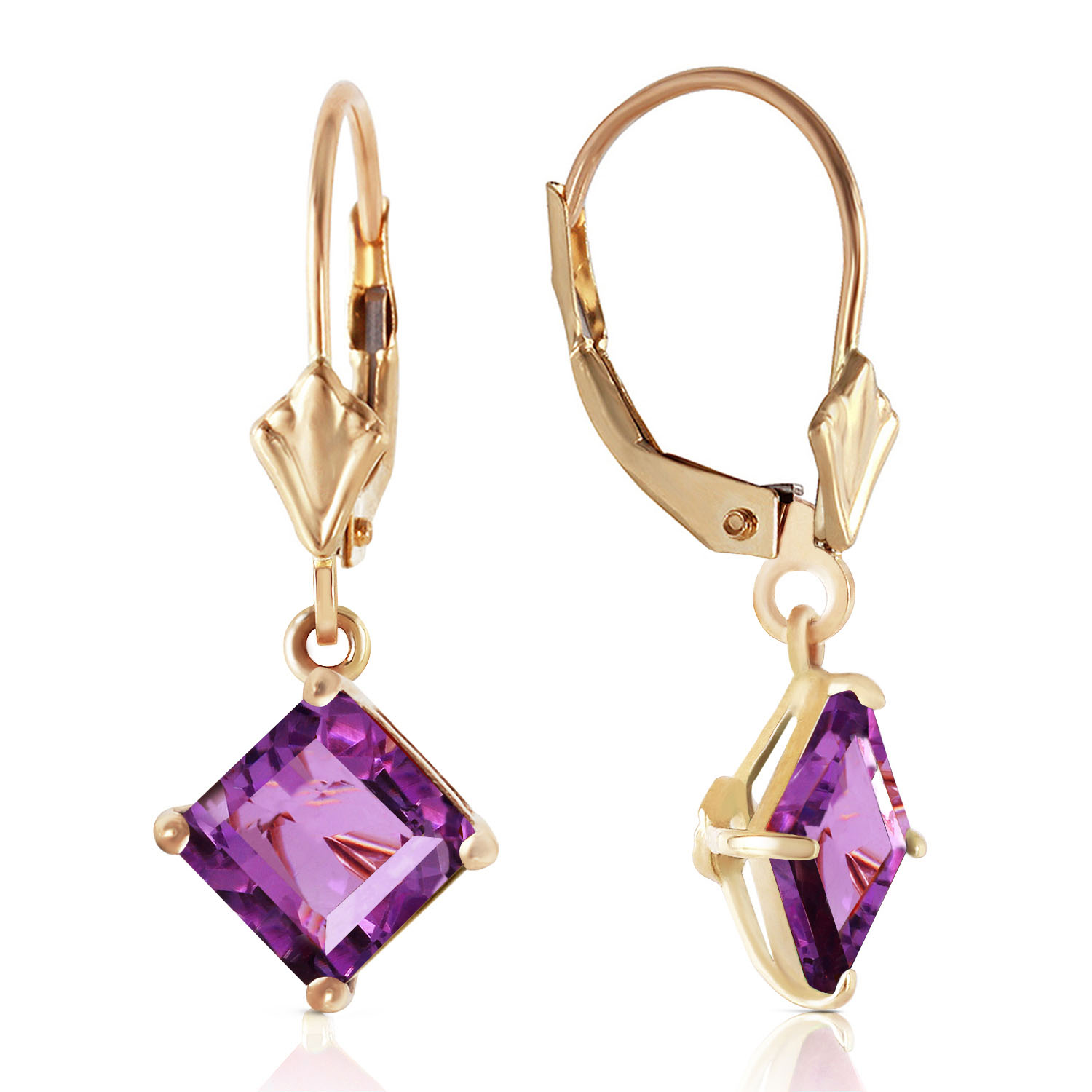 3.2 CTW 14K Solid Gold Excellence Amethyst Earrings