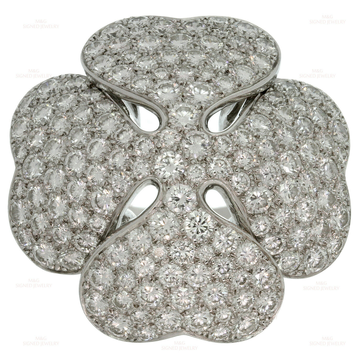 CARTIER Anniversary Edition 10 Carat Diamond 18k White Gold Clover Ring