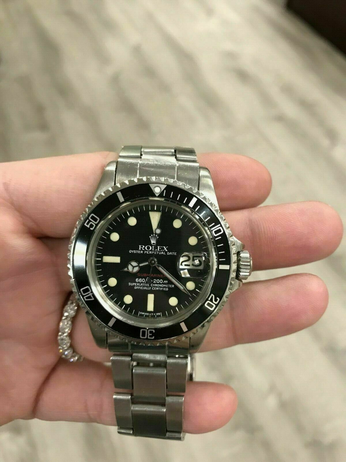 Vintage RED Rolex Submariner 1680 Stainless Steel 1973 Mark VI Dial 1973