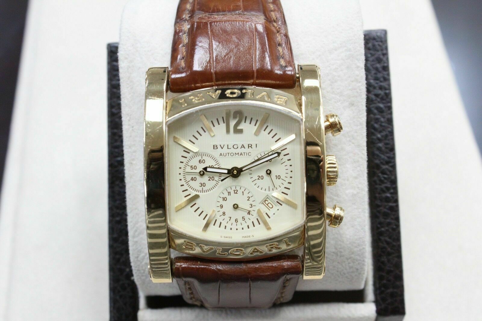 Bvlgari Bulgari Assioma Mens Watch AA44 G CH Chronograph 18K Yellow Gold