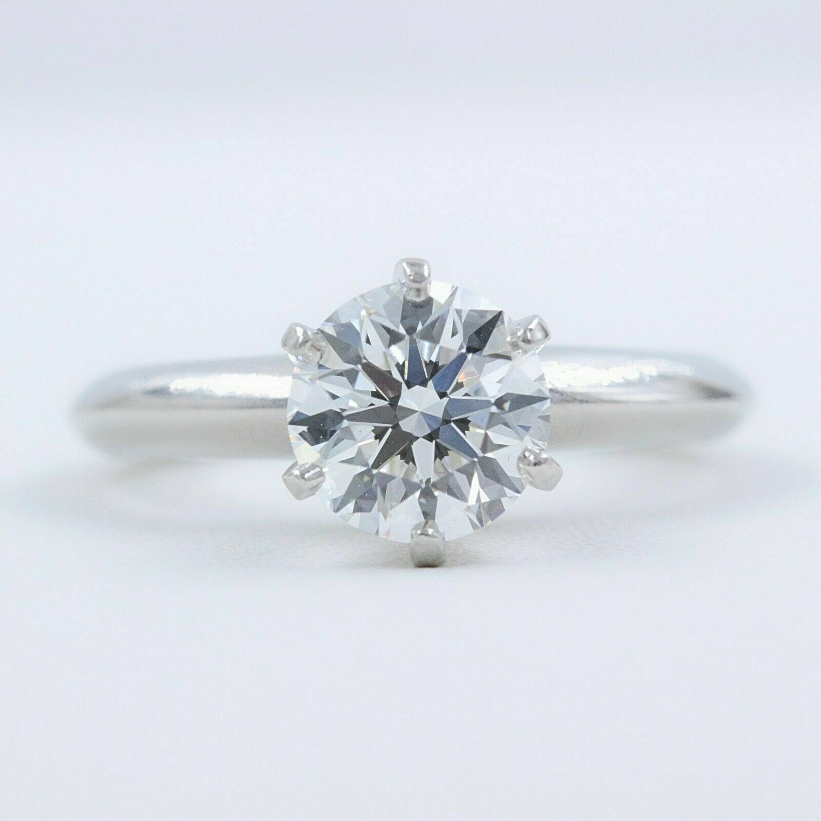 Tiffany  Co Classic Platinum Diamond Engagement Ring Round 1.23 cts G VS2