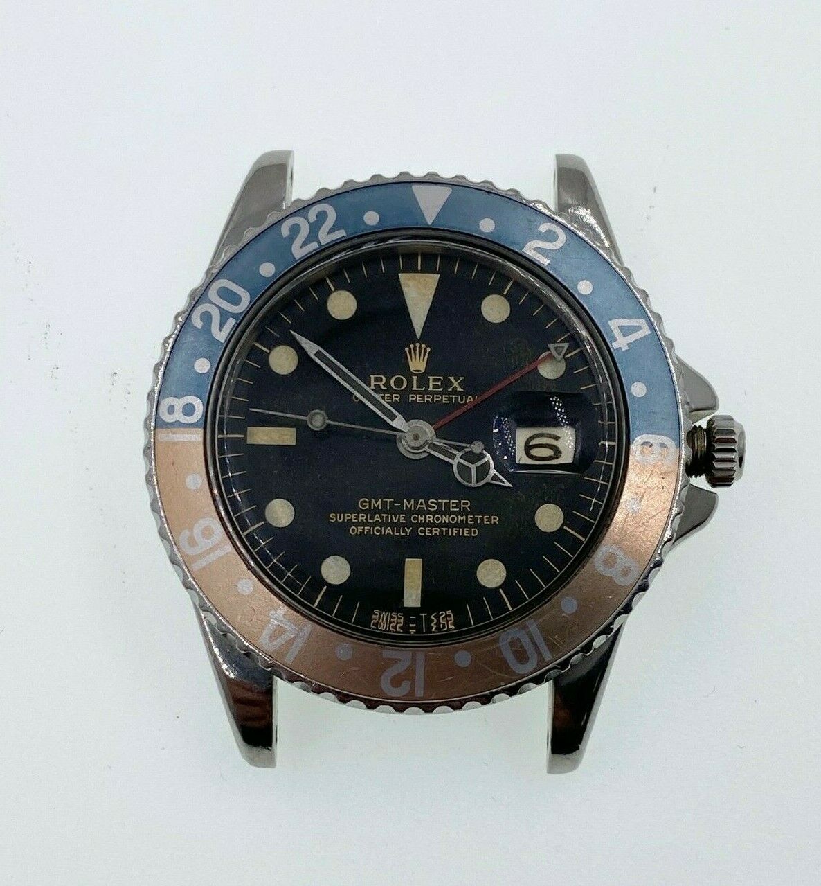 VINTAGE Rolex GMT Master Ghost Pepsi 1675 Gilt Gloss Dial Pointed Crown Guards