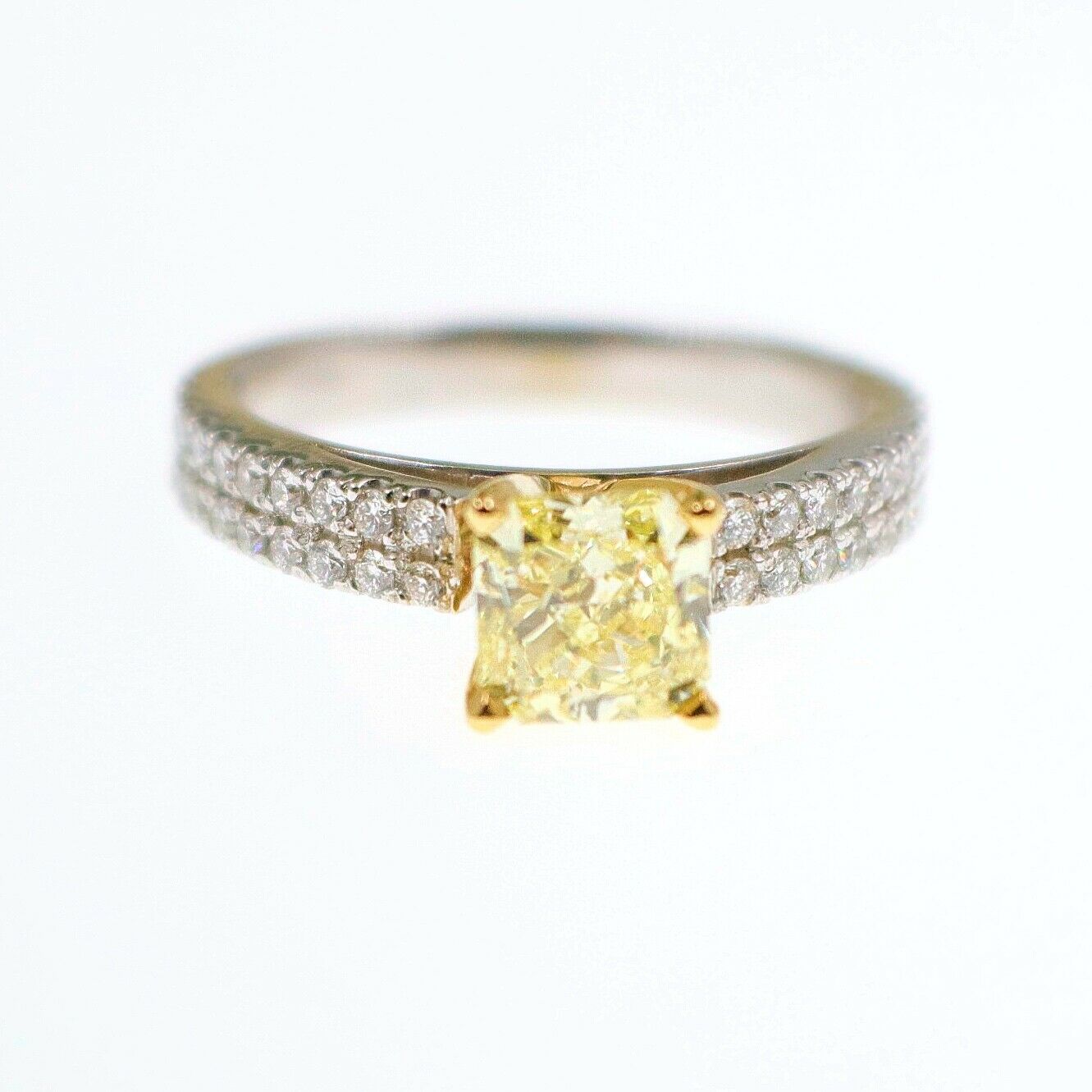 Fancy Yellow Diamond Engagement Ring 1.62 tcw Radiant Pave Diamonds $15000 Value