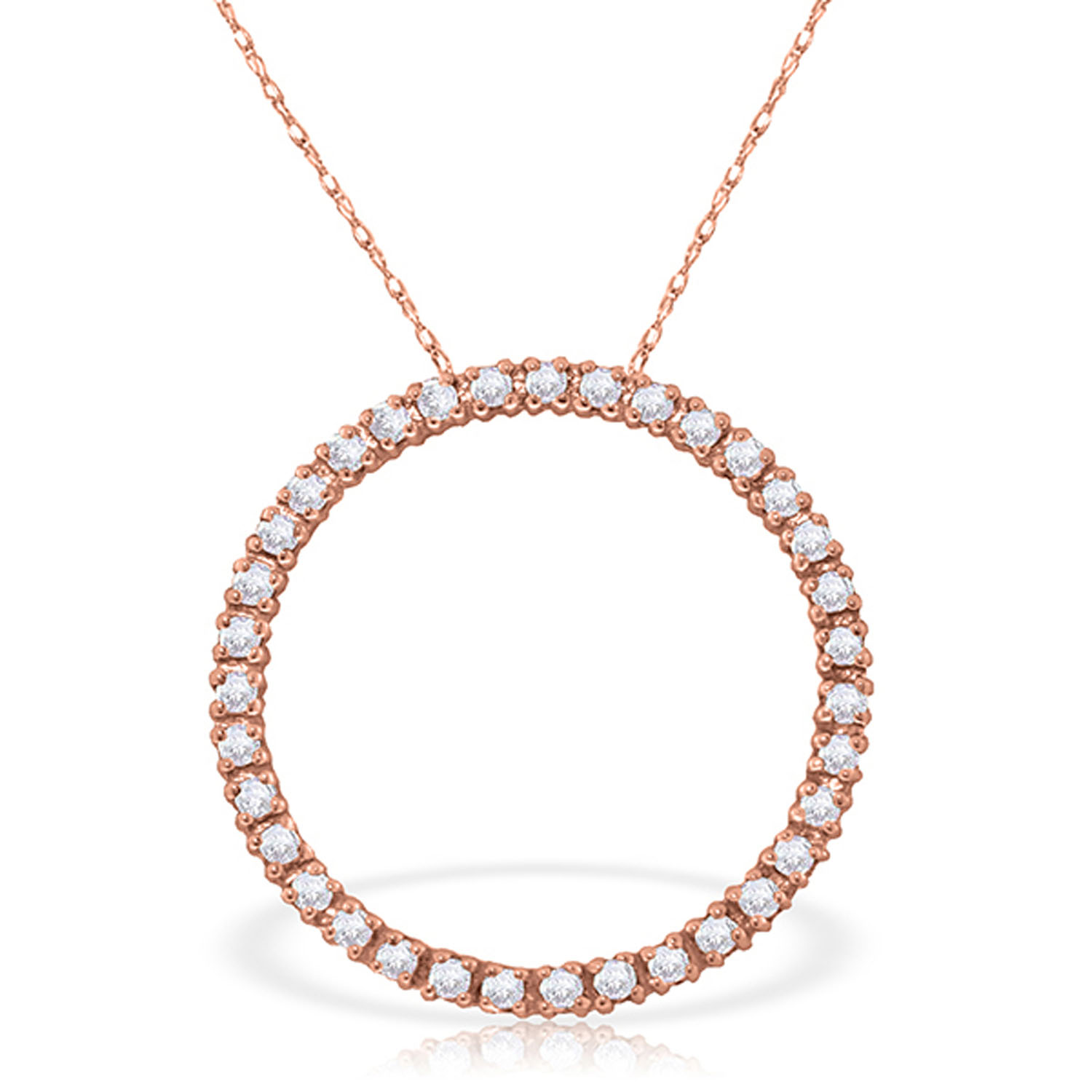 14K Solid Rose Gold Diamonds Circle Of Love Necklace