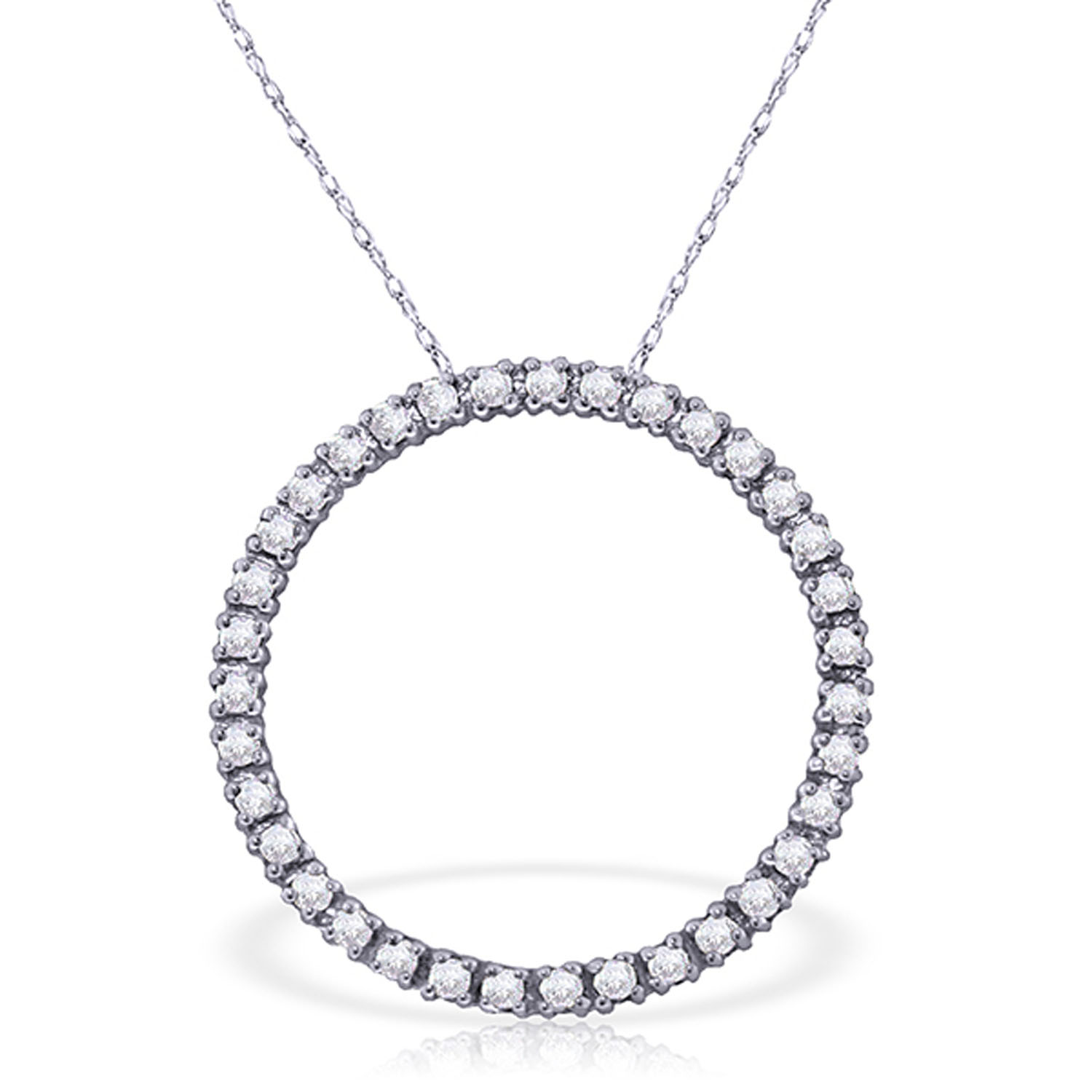 0.52 CTW 14K Solid White Gold Diamond Circle Of Love Necklace
