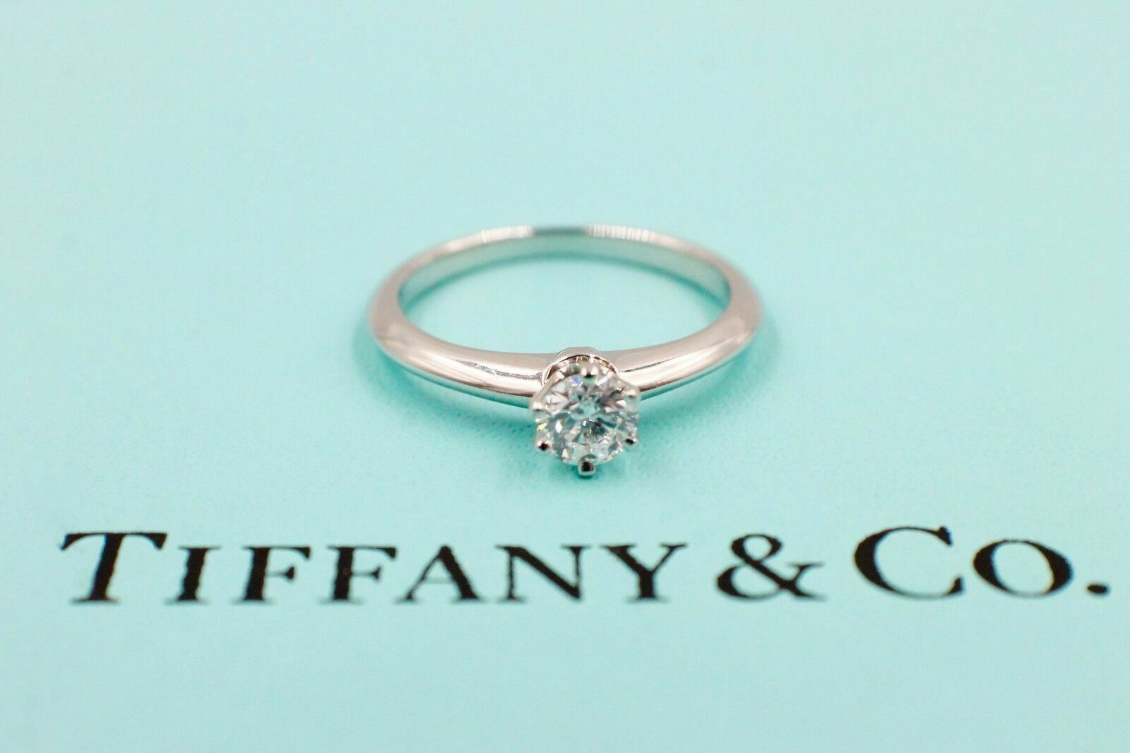 Tiffany  Co Platinum Diamond Engagement Ring Round 0.28 ct D IF $5500 Retail