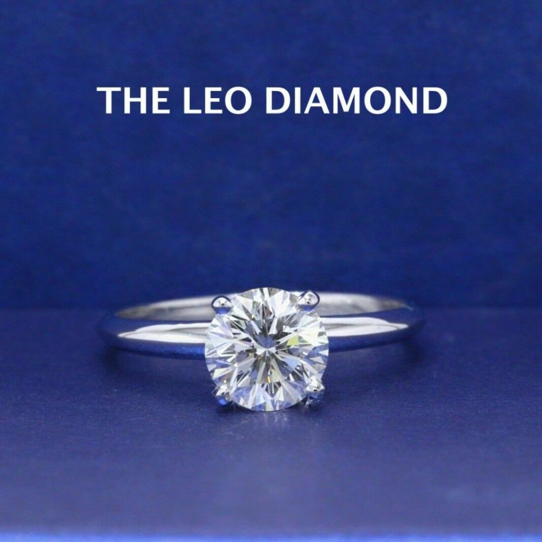 Leo Diamond Engagement Ring Round 1.00 ct H SI1 14k White Gold $11,000 Retail