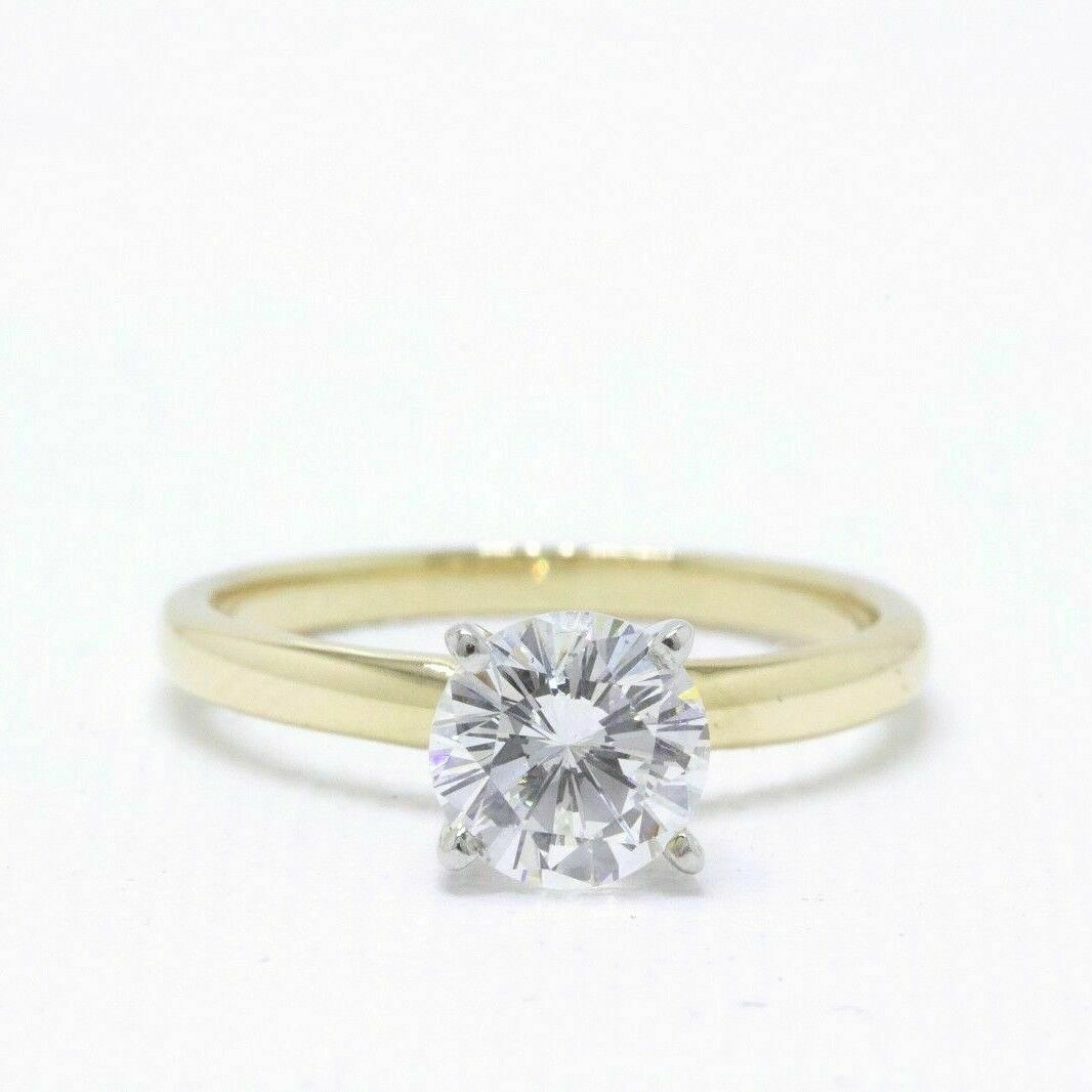 Leo Diamond Engagement Ring Round 0.99 CTS H VS2 14k Yellow Gold $11,000 Retail