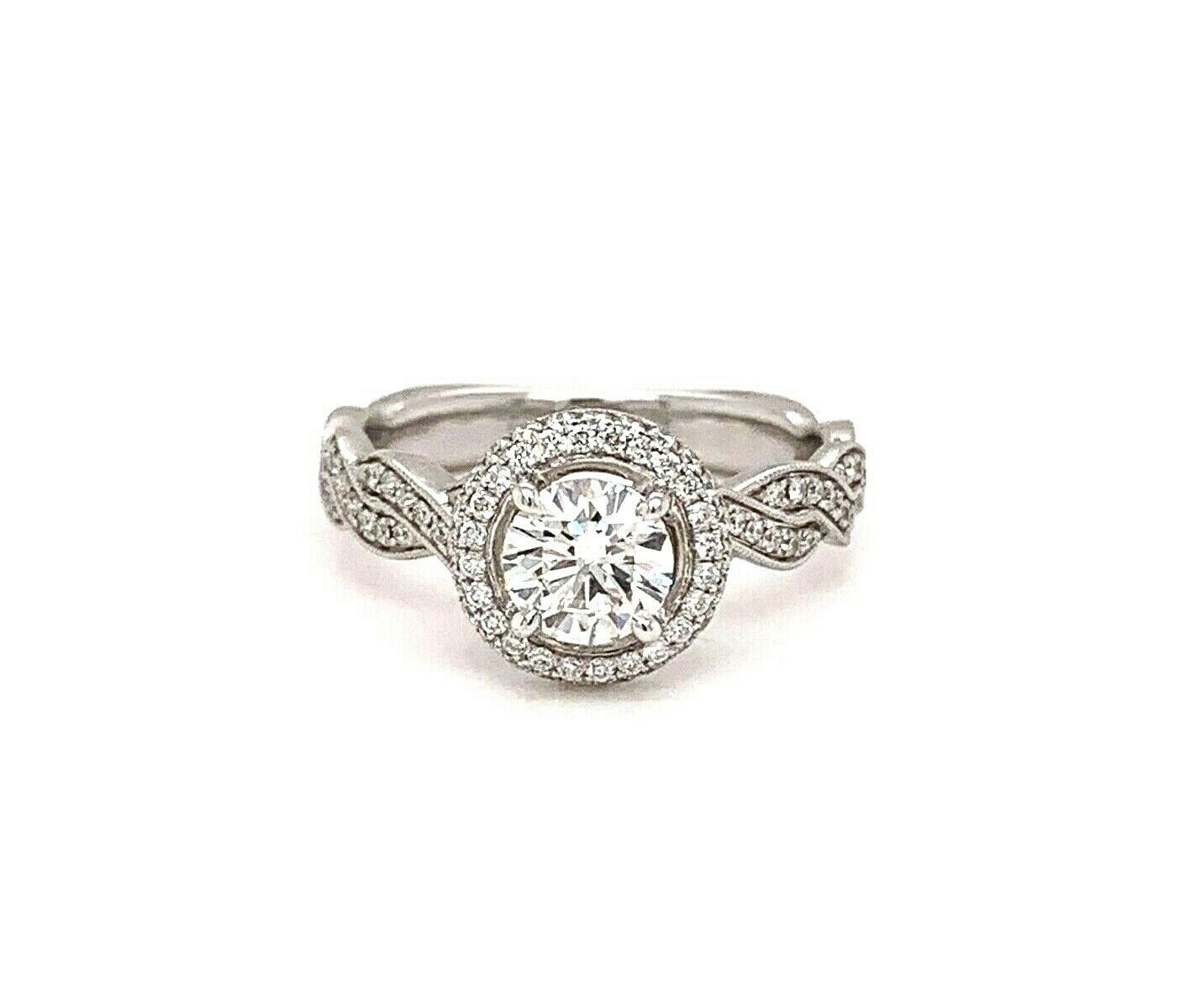 Simon G Diamond Engagement Ring Twisted Design Halo 1.15 TCW $10,000 Retail